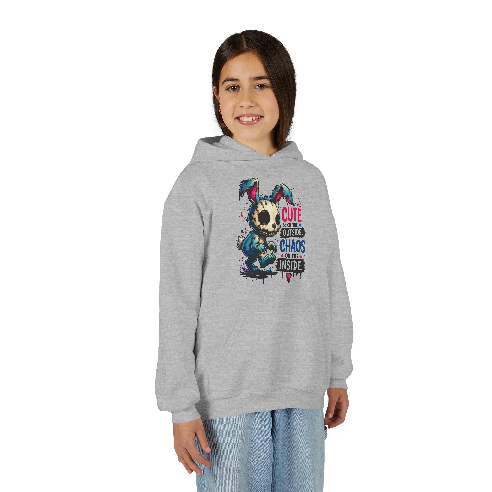 Cute on the Outside Choas on the Inside Youth Heavy Blend Hooded Sweatshirt