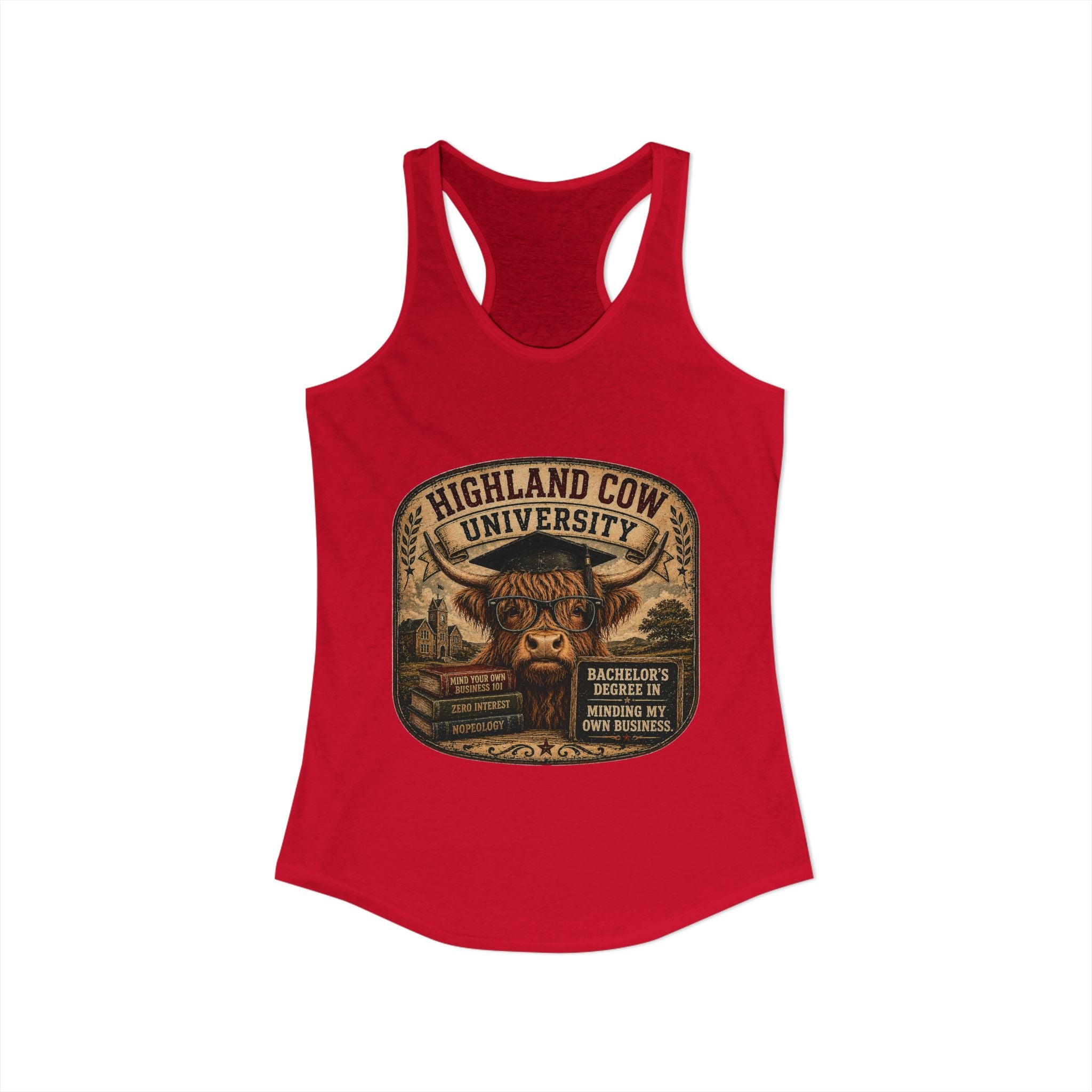 Highland Cow University Women's Ideal Racerback Tank