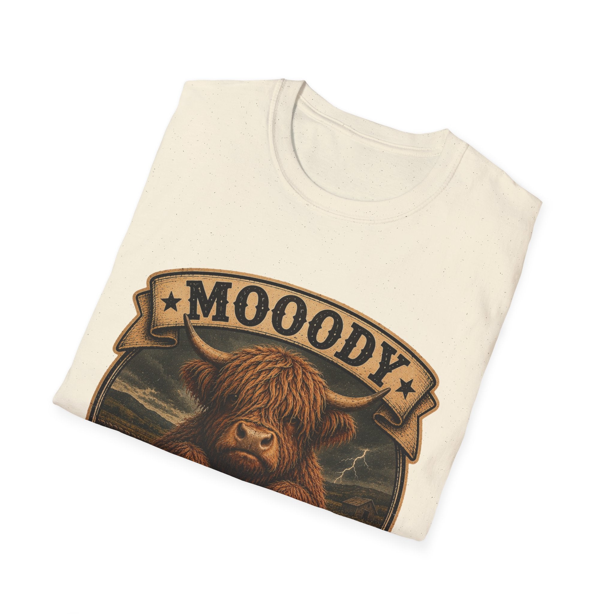 Moody Today's Forecast Highland Cow Unisex Softstyle T-Shirt