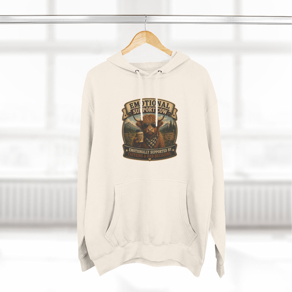 Socially Awkward Highland Cow - Three-Panel Fleece Hoodie