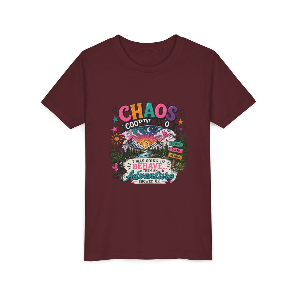 Chaos Coordinator Kids T-Shirt – I Was Going To Behave But Then Adventure Showed Up Graphic Tee