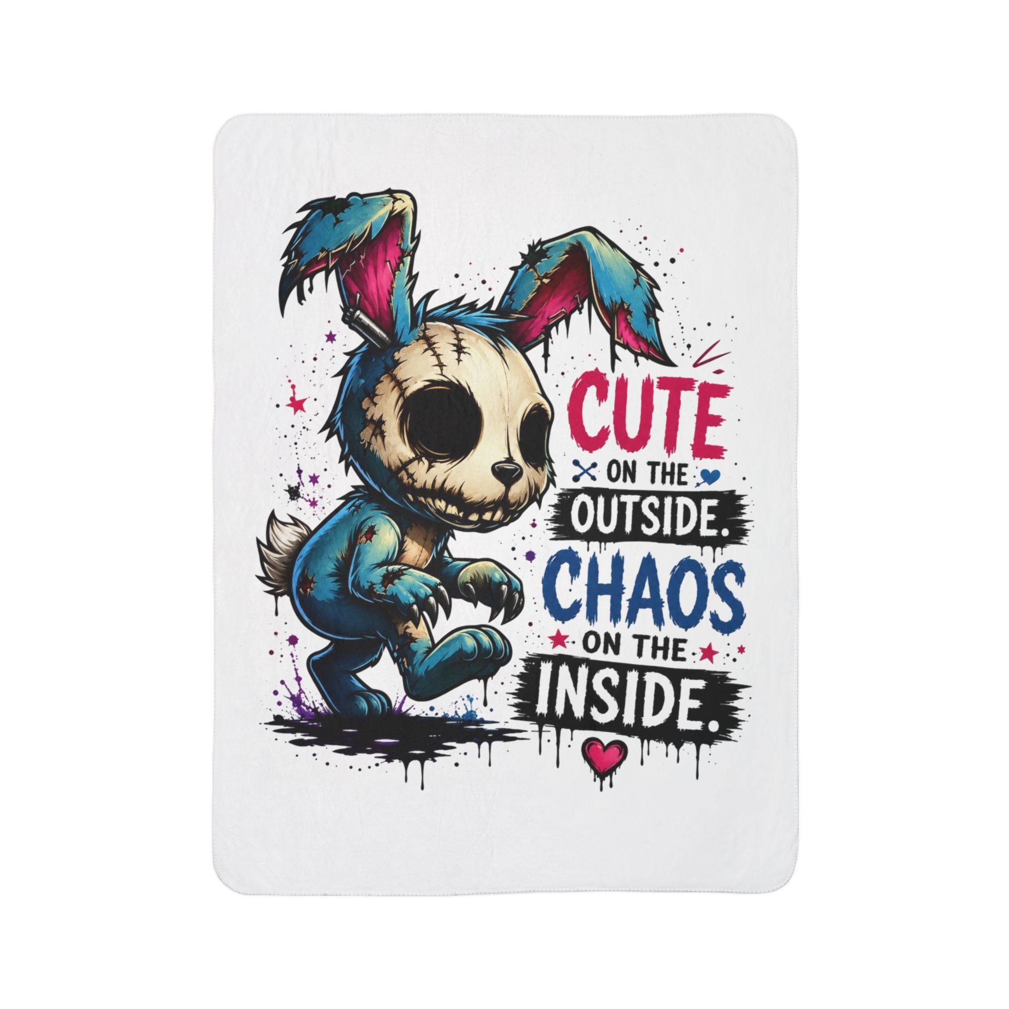 Cute on the Outside Chaos on the Inside Scary Bunny Fleece Sherpa Blanket