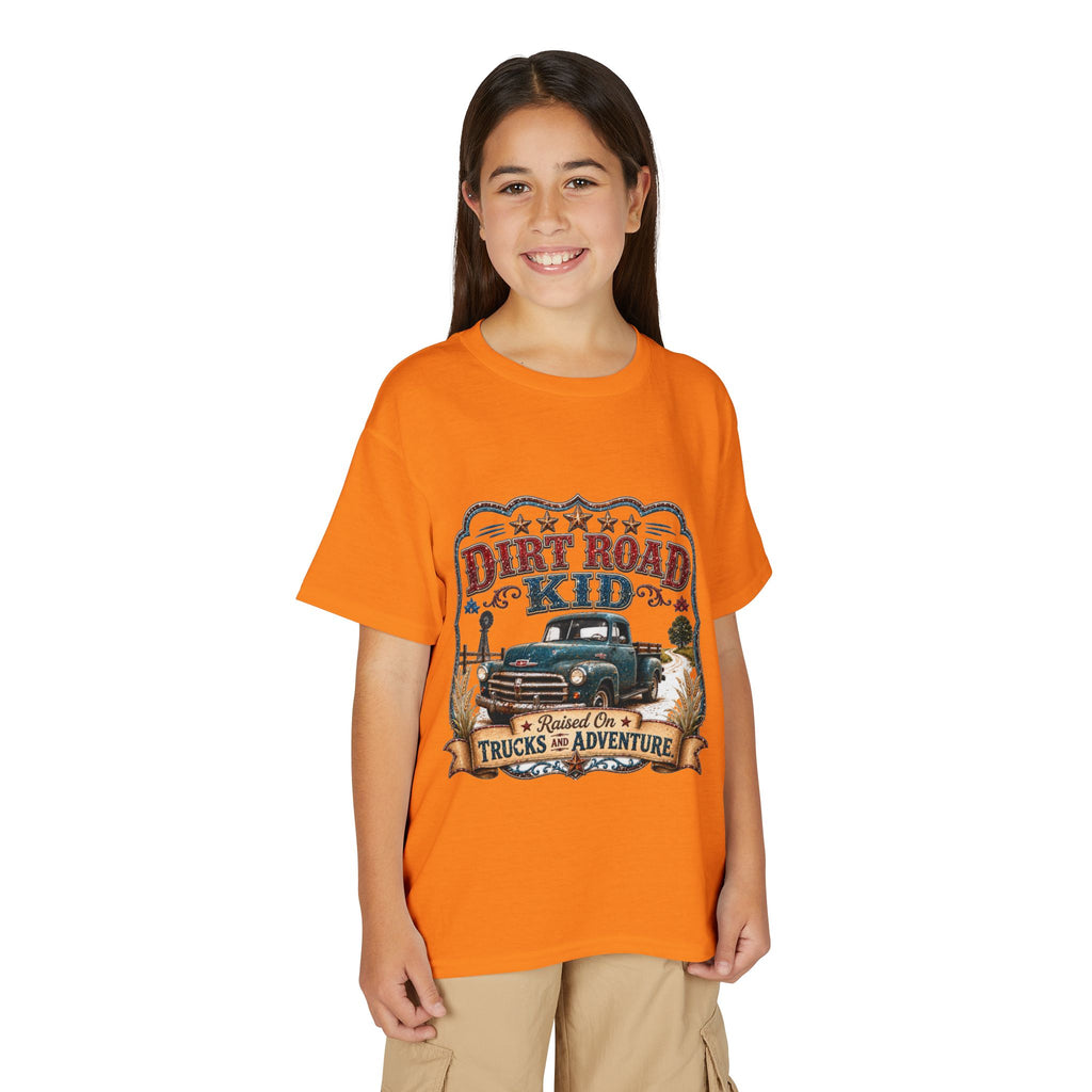 Vintage Truck 'Raised on Trucks & Adventure' Graphic Tee - Youth Dirt Road Kid T-Shirt