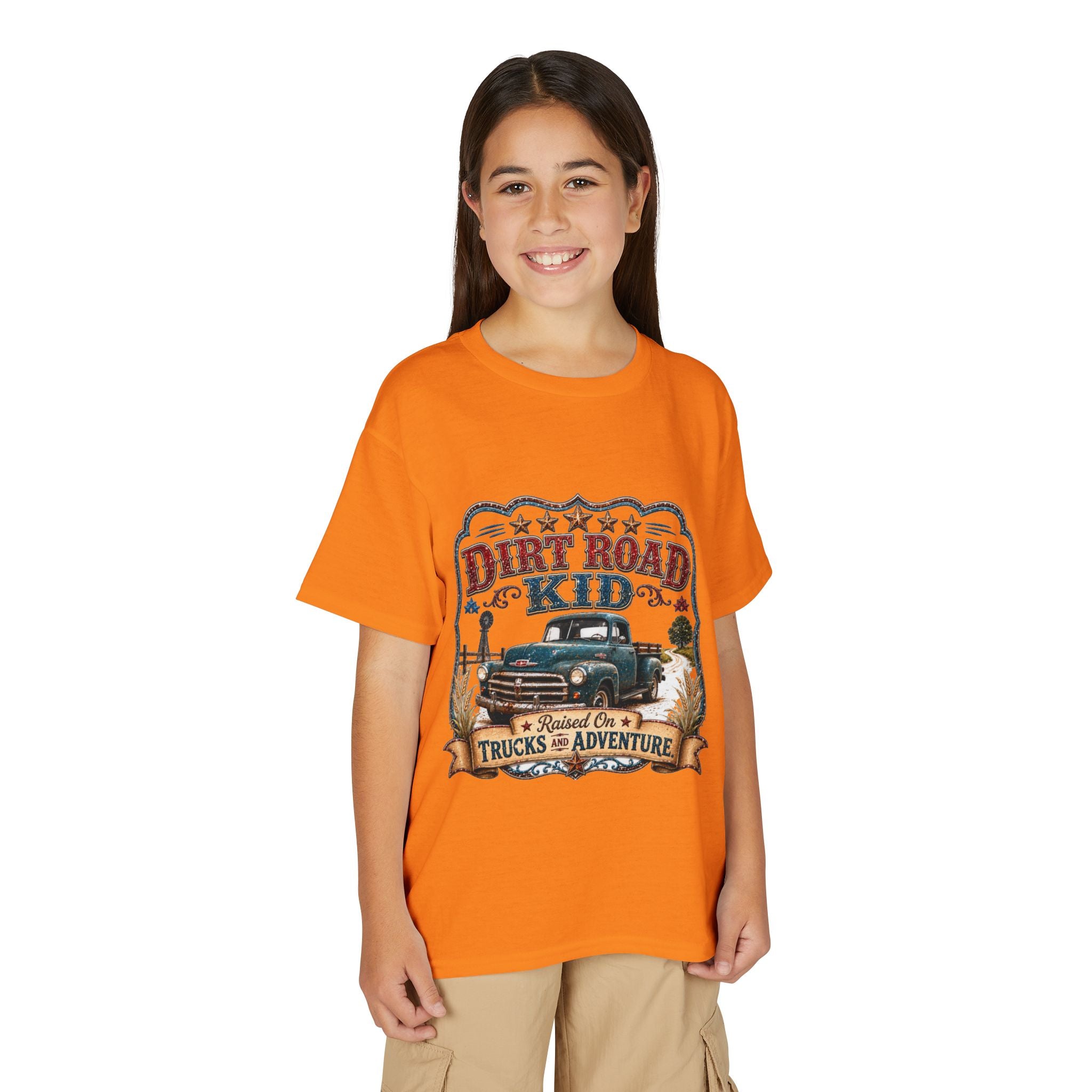 Vintage Truck 'Raised on Trucks & Adventure' Graphic Tee - Youth Dirt Road Kid T-Shirt