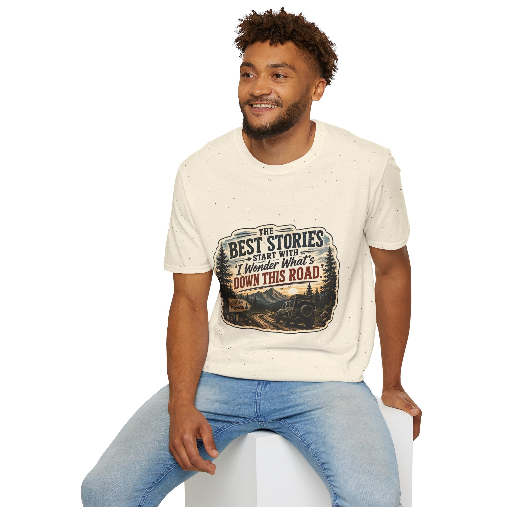 "The Best Stories Start With 'I Wonder What's Down This Road'" — Adventure T-Shirt