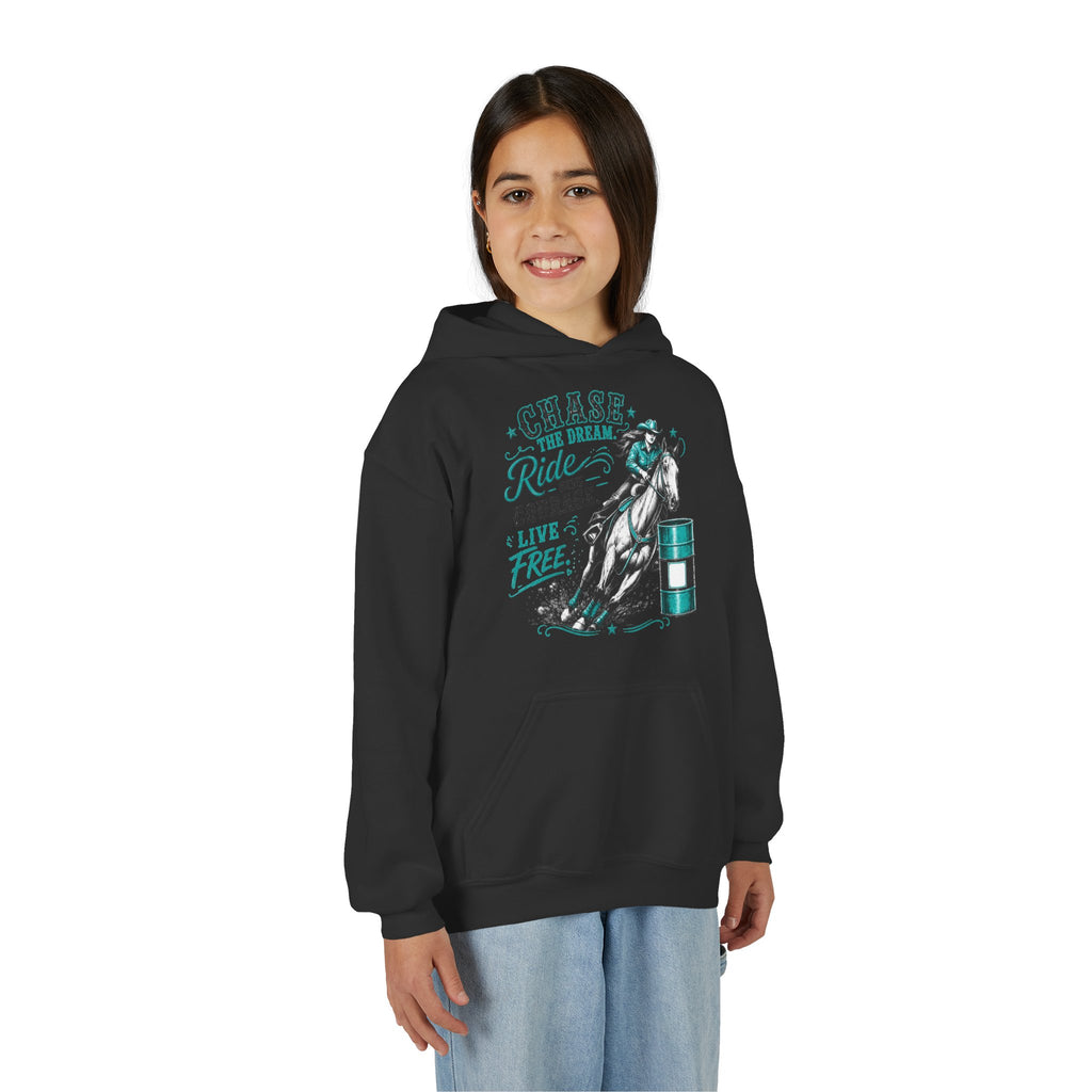 Chase the Dream Ride with Courage Youth Heavy Blend Hooded Sweatshirt