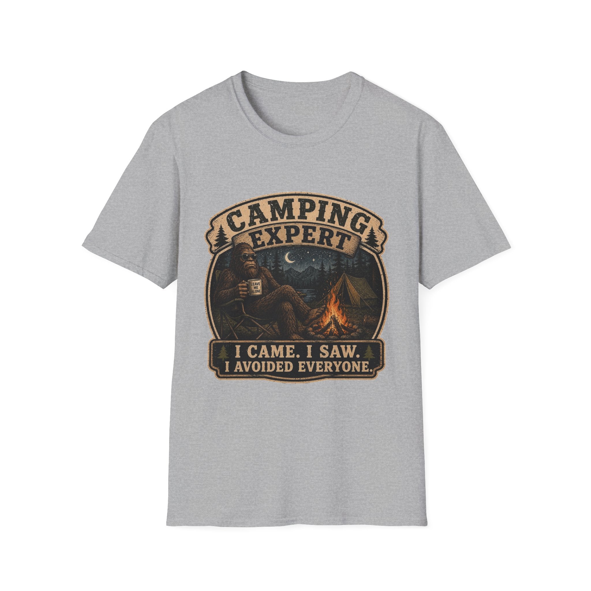 Camping Expert T-Shirt — “I Came. I Saw. I Avoided Everyone.” Outdoorsy Campfire Tee
