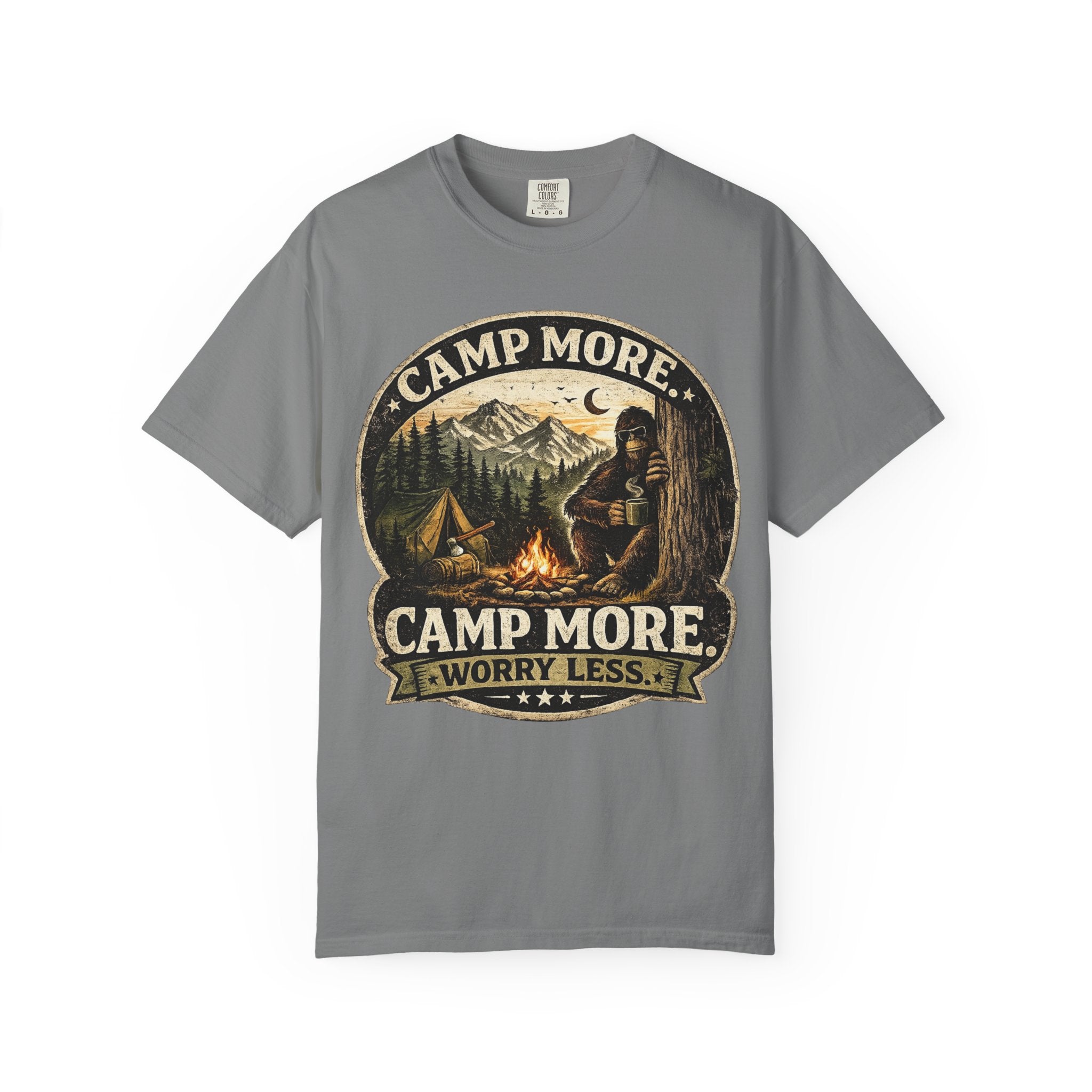 Camp More Worry Less Bigfoot T-shirt