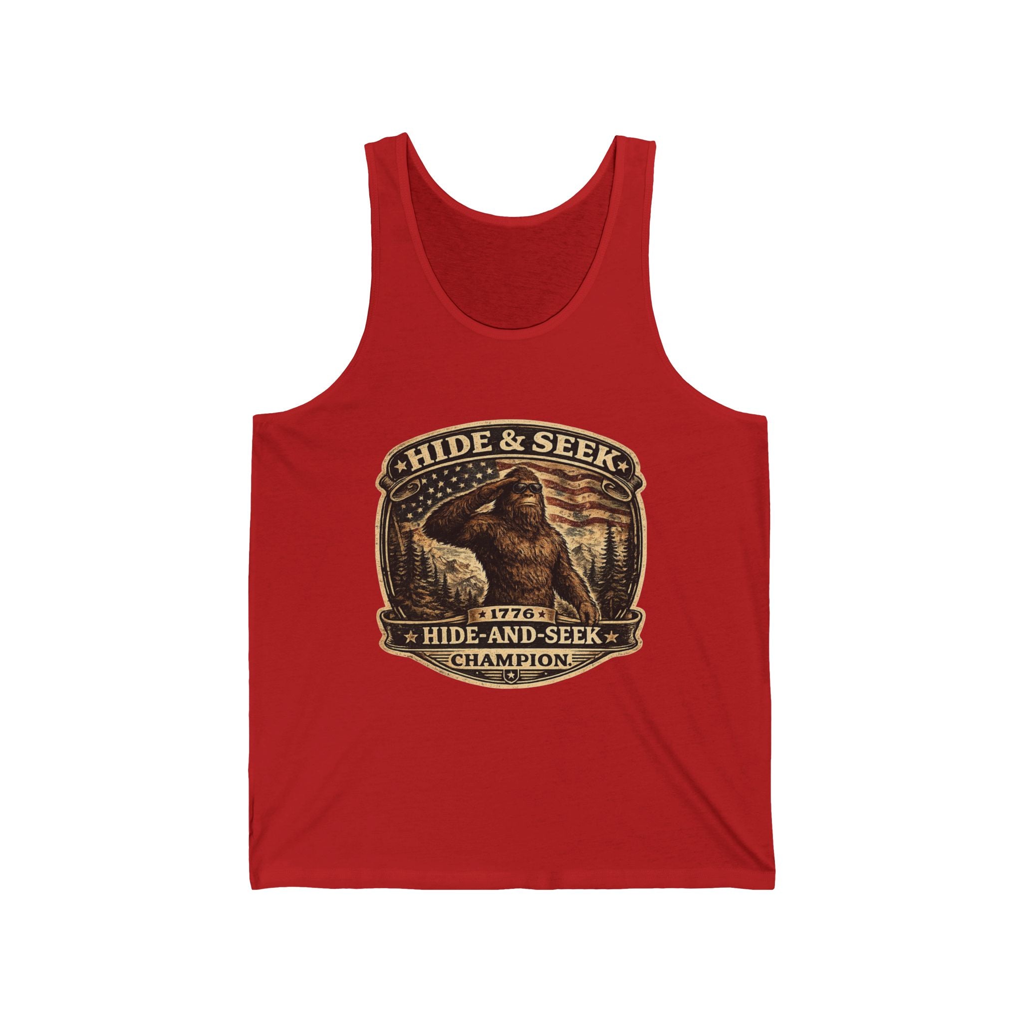 Hide & Seek Champion Tank Top - Bigfoot Sasquatch Vintage Graphic