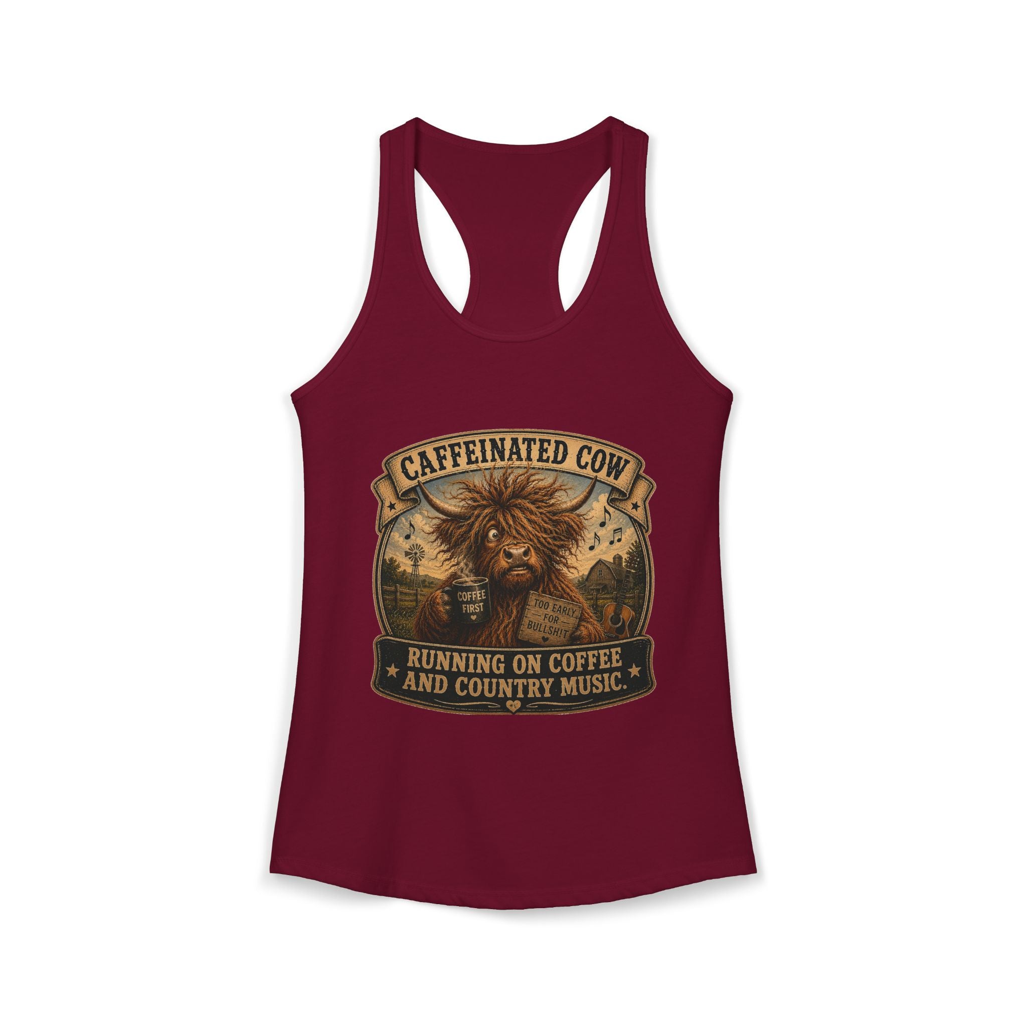 Caffeinated Cow Women's Ideal Racerback Tank