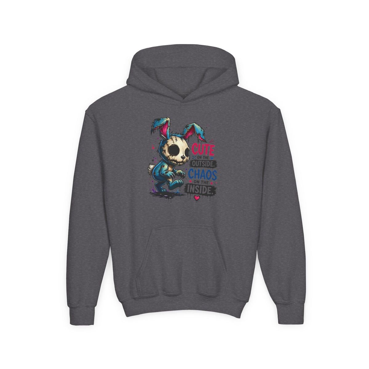 Cute on the Outside Choas on the Inside Youth Heavy Blend Hooded Sweatshirt