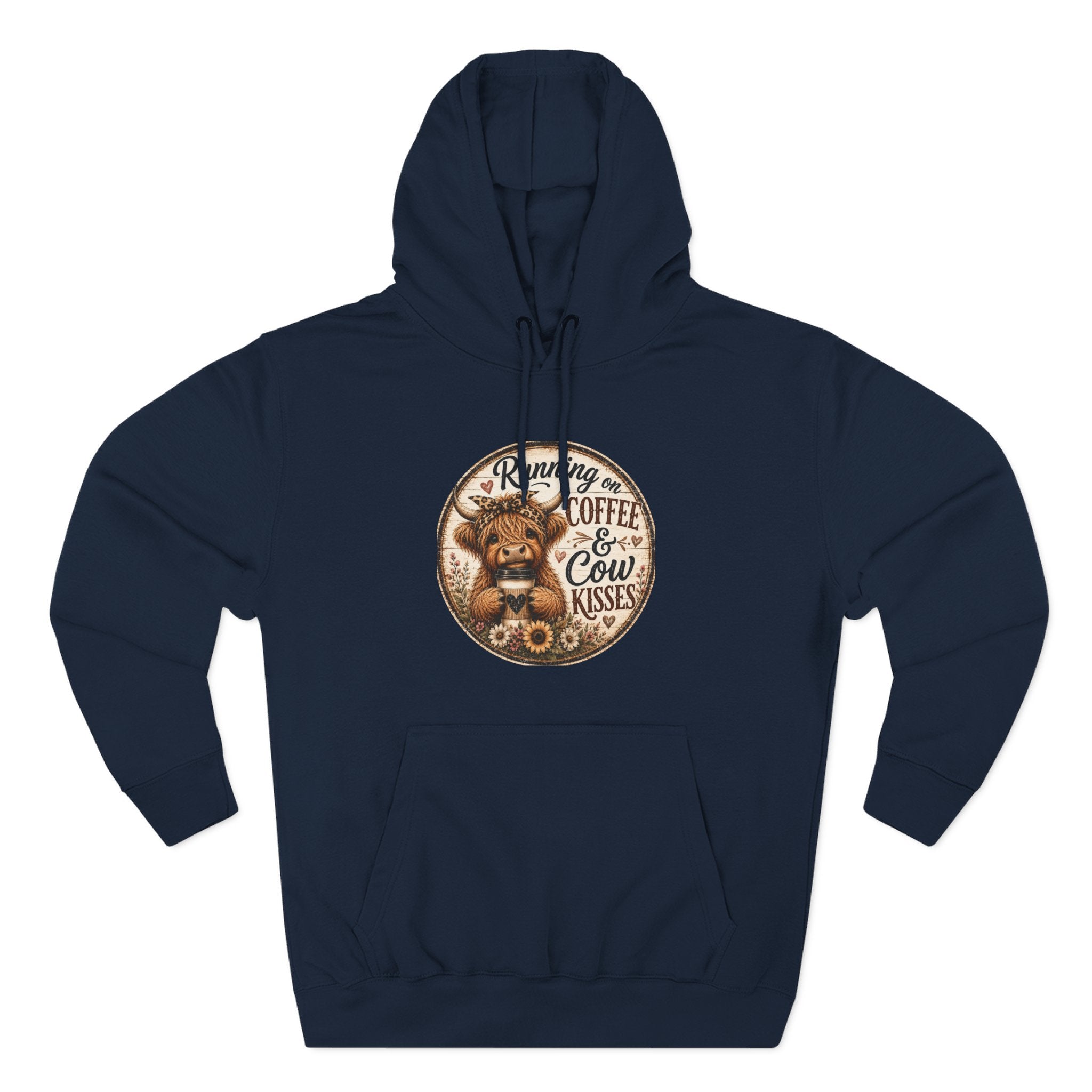 Running on Coffee & Cow Kisses Three-Panel Fleece Hoodie