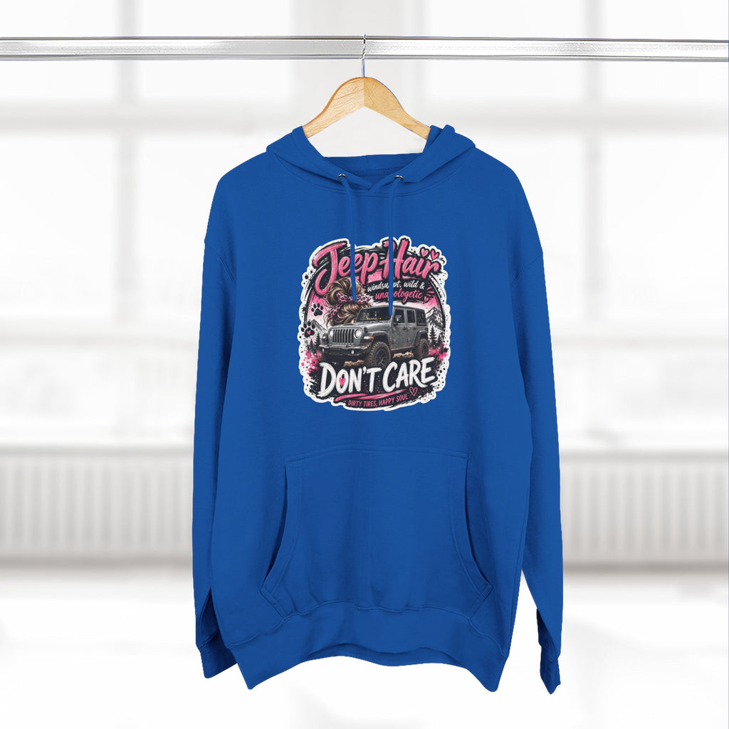 Jeep Hair Don't Care (Pink) Three-Panel Fleece Hoodie