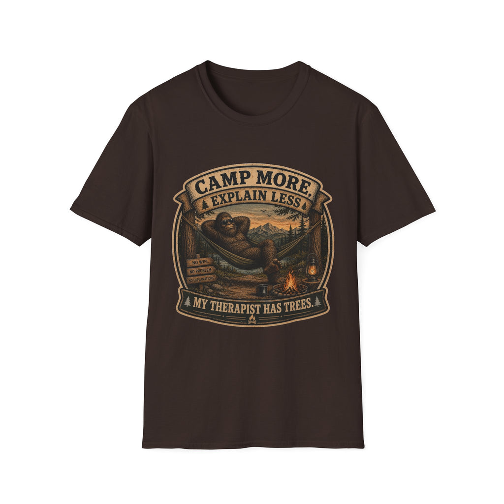 “Camp More, Explain Less” Vintage Camping Graphic Tee — T-Shirt