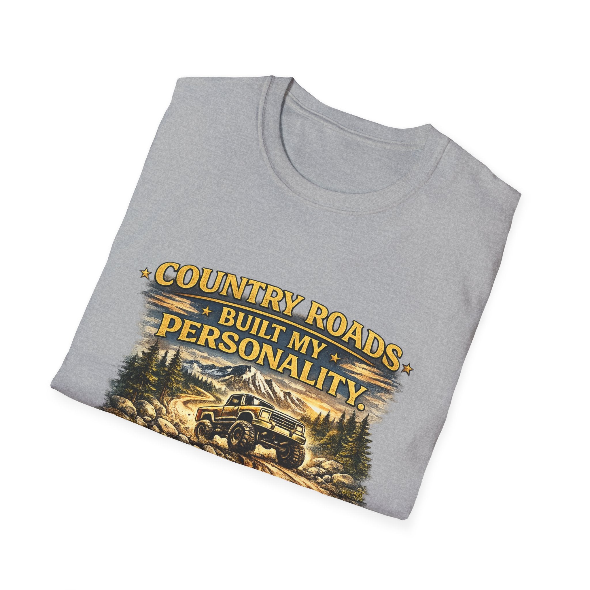 "Country Roads Built My Personality" Vintage Mountain Truck Tee — T-Shirt