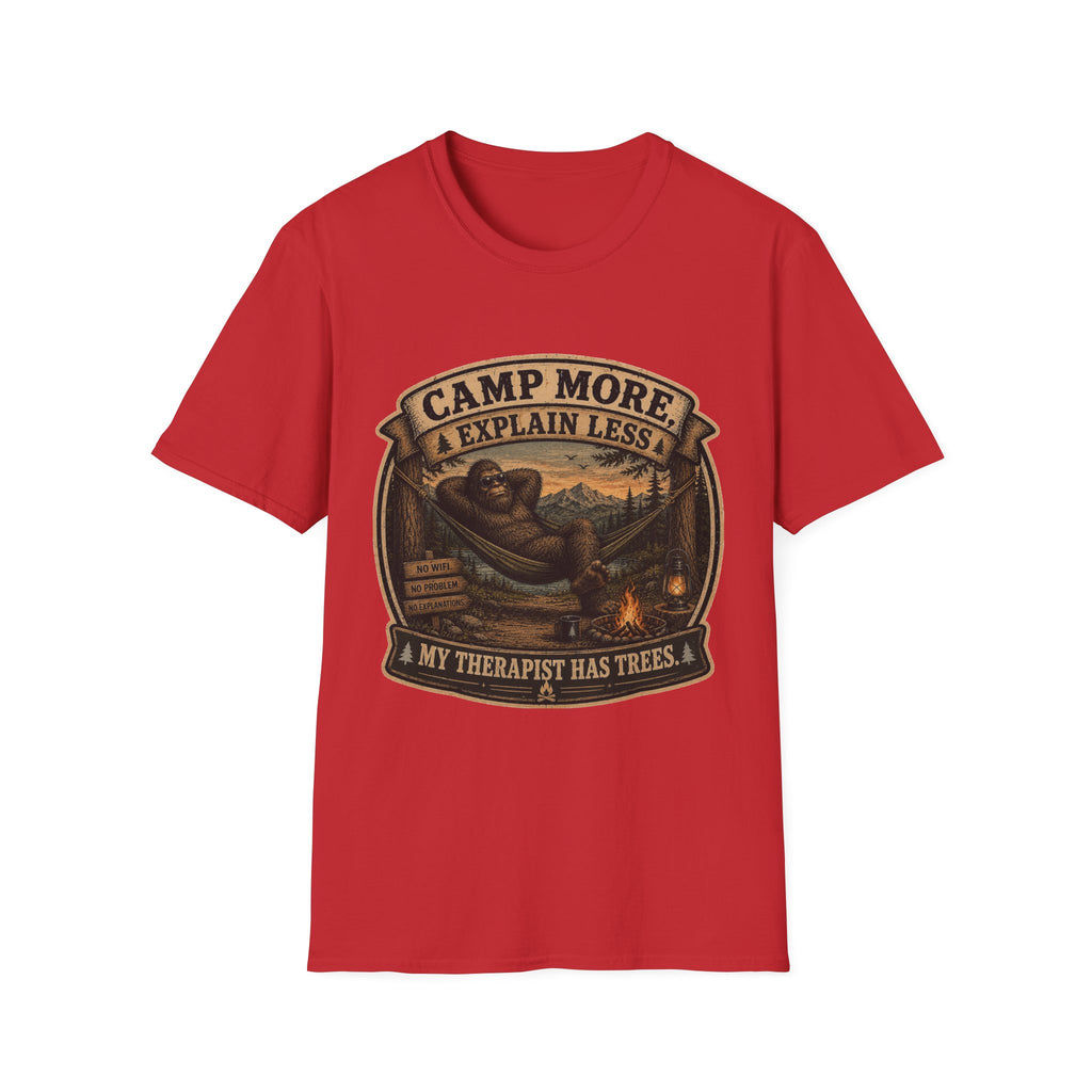 “Camp More, Explain Less” Vintage Camping Graphic Tee — T-Shirt
