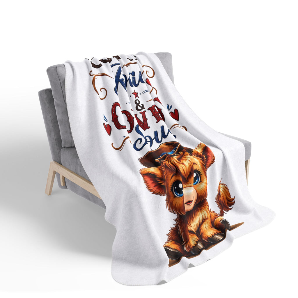 Country Roads & Cowboy Souls Highland Cows Fleece Sherpa Blanket