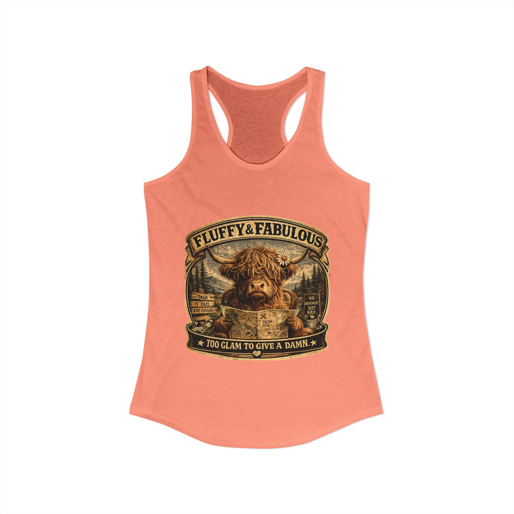Fluffy & Fabulous Highland Cow Women's Ideal Racerback Tank
