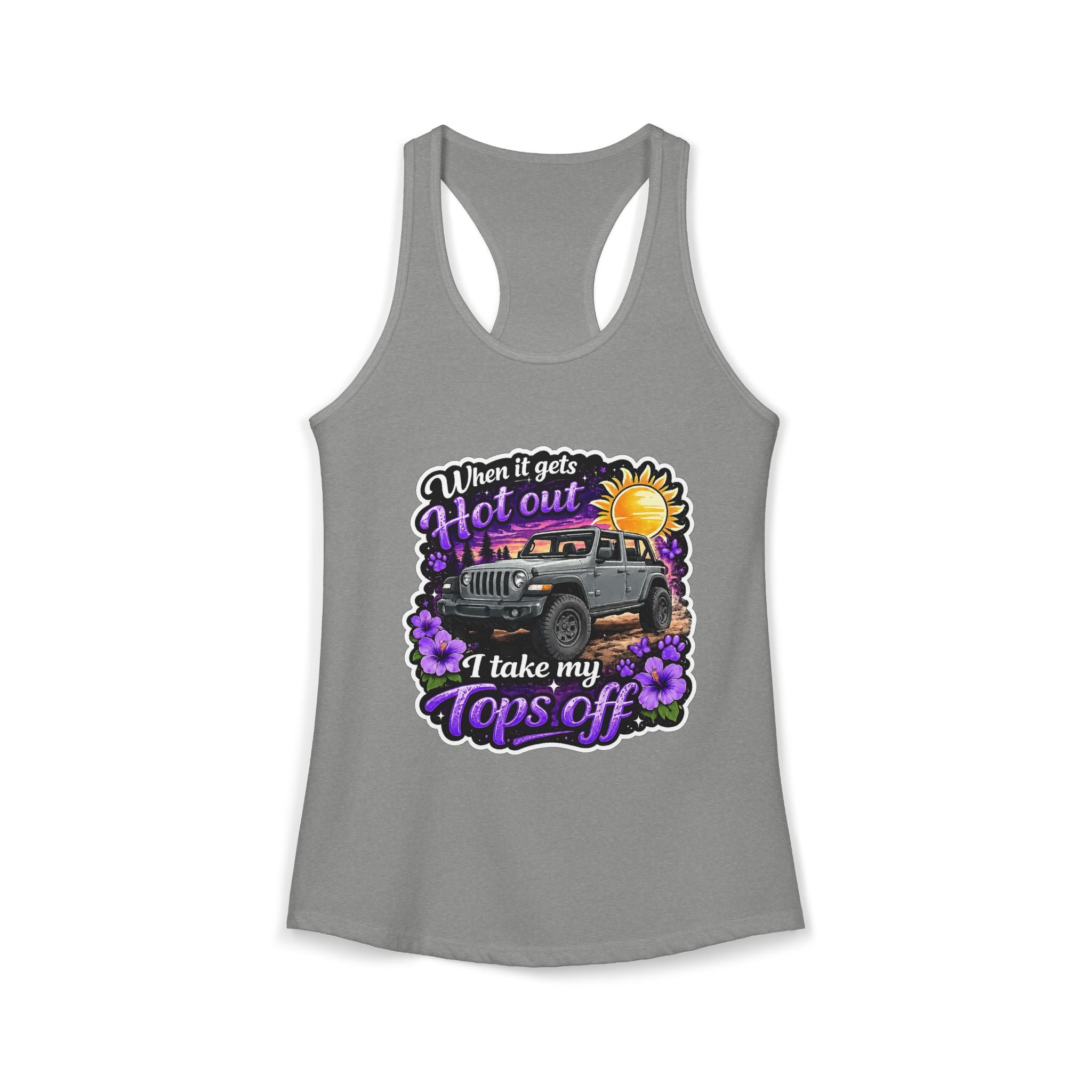 When It Gets Hot I Take My Tops Off (Purple) Women's Ideal Racerback Tank