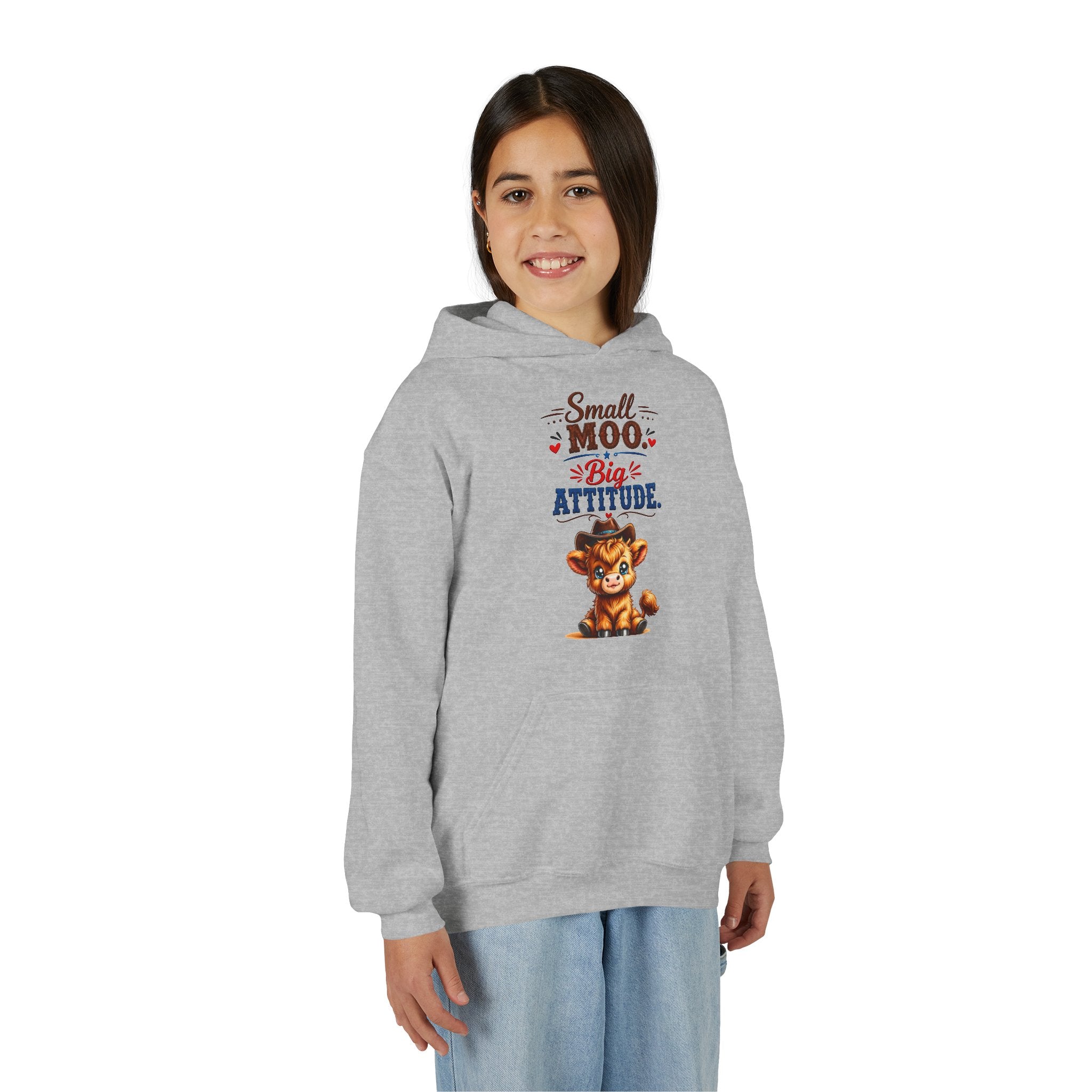Small Moo Big Attitude Youth Heavy Blend Hooded Sweatshirt