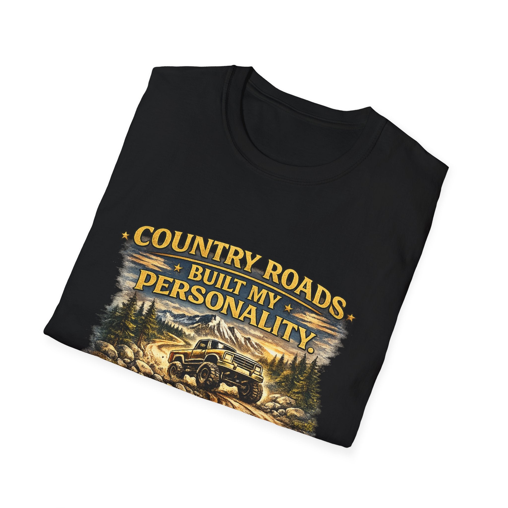 "Country Roads Built My Personality" Vintage Mountain Truck Tee — T-Shirt