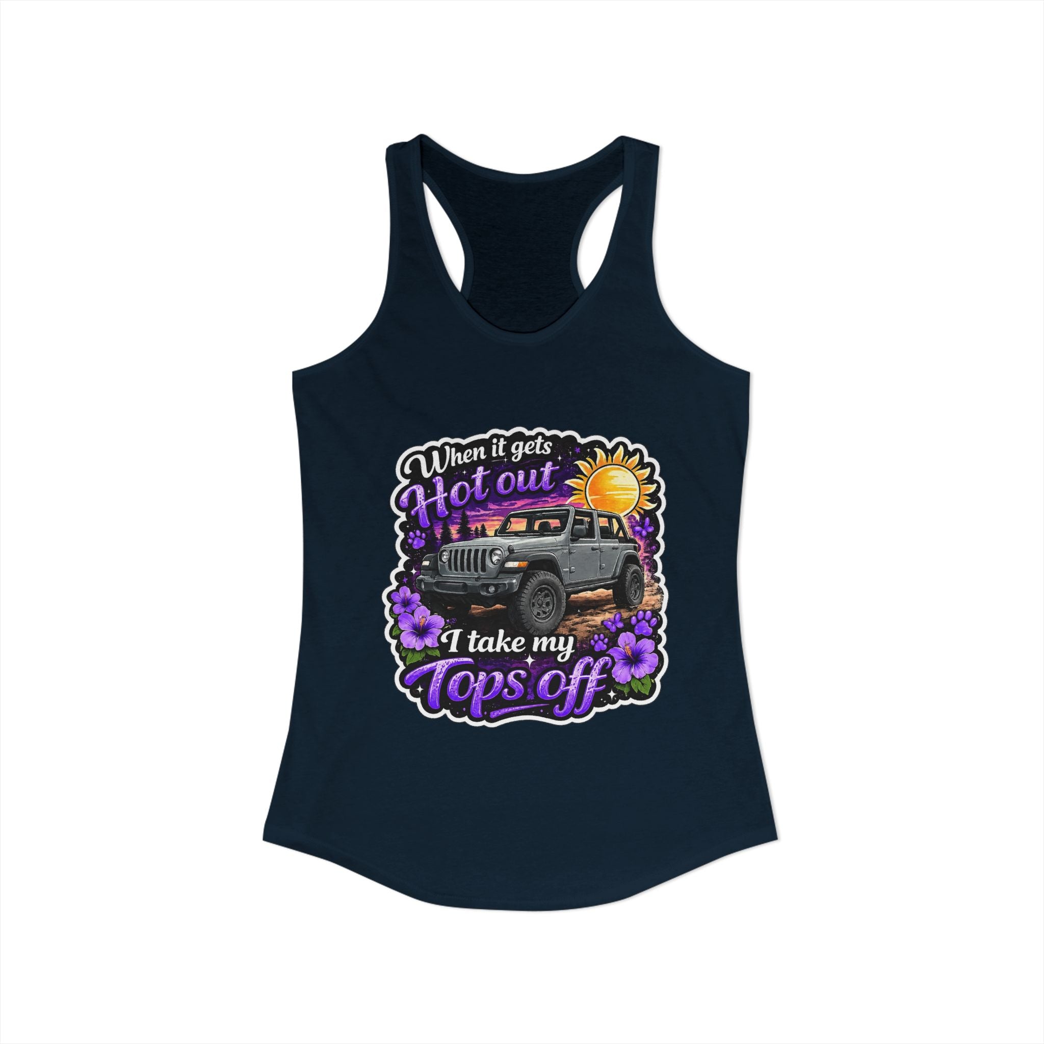 When It Gets Hot I Take My Tops Off (Purple) Women's Ideal Racerback Tank