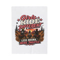 "Girls Ride Different: Less Drama, More Throttle" ATV Graphic Throw — Plush Blanket