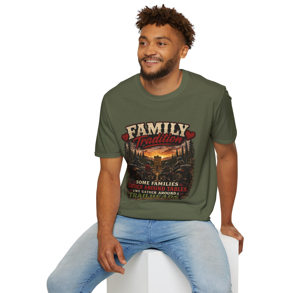 Family Tradition T-Shirt — Vintage Cabin Sunset Graphic Tee