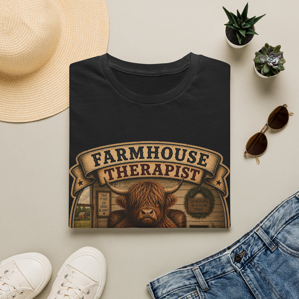 Farmhouse Therapist Highland Cow Unisex Softstyle T-Shirt