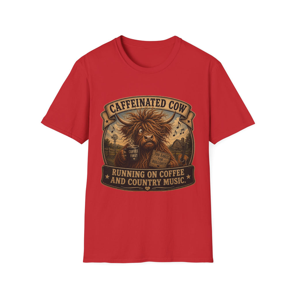 Caffeinated Cow Unisex Softstyle T-Shirt