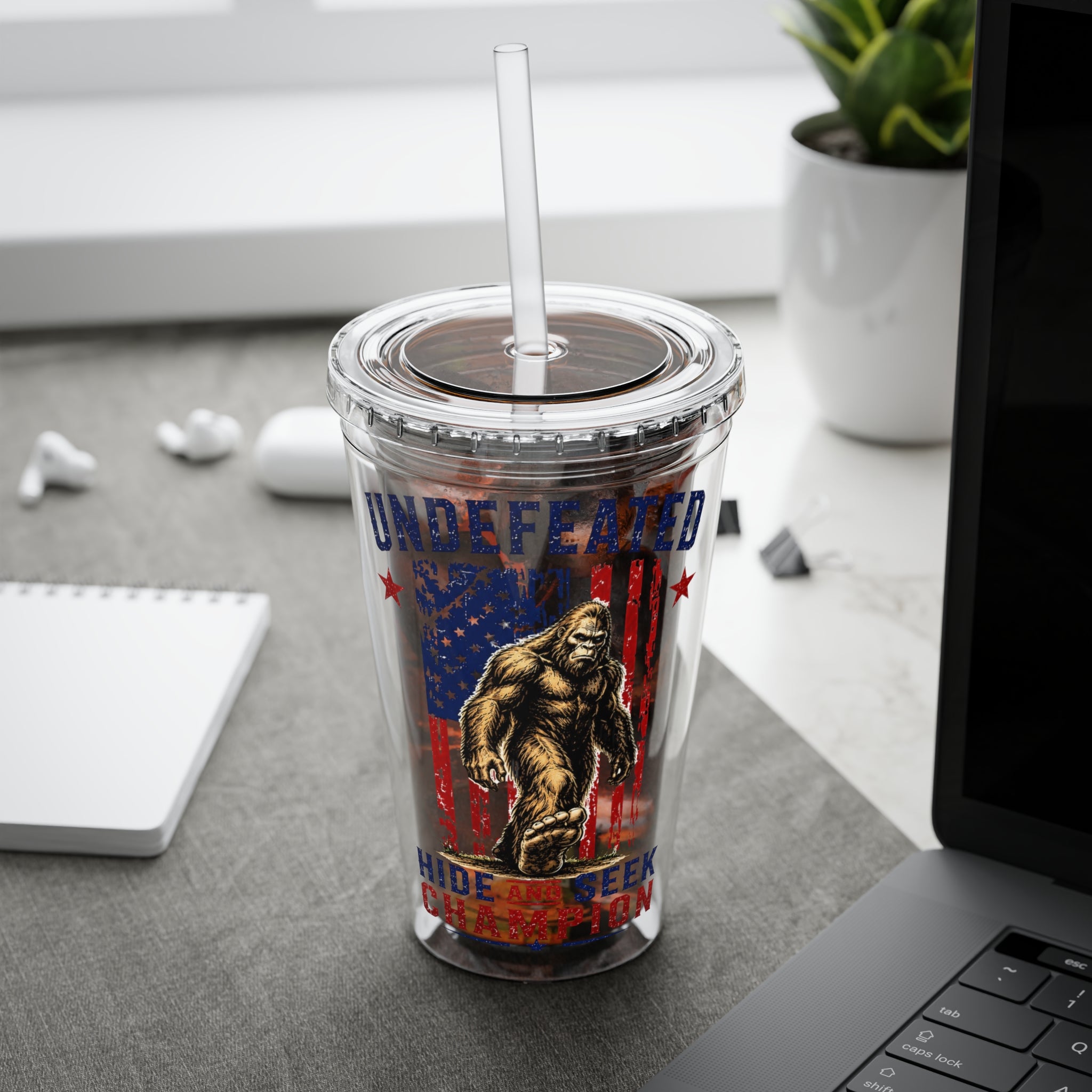 Undefeated Hide & Seek Champion 4th of July Sunsplash Tumbler with Straw, 16oz