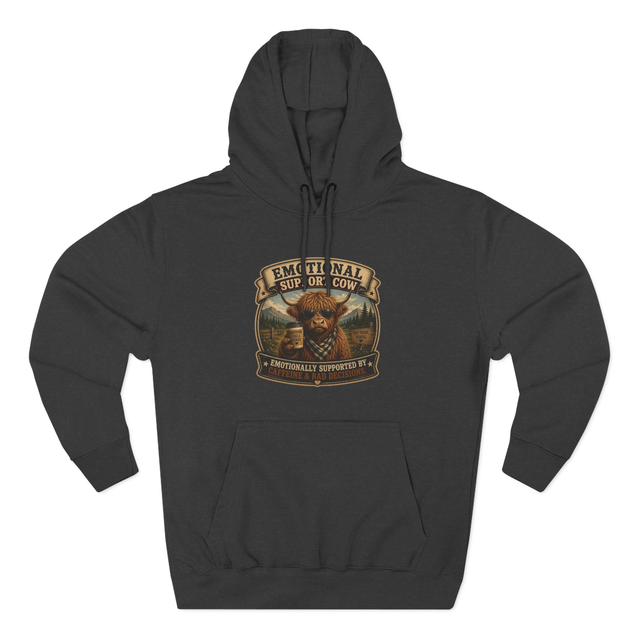 Socially Awkward Highland Cow - Three-Panel Fleece Hoodie