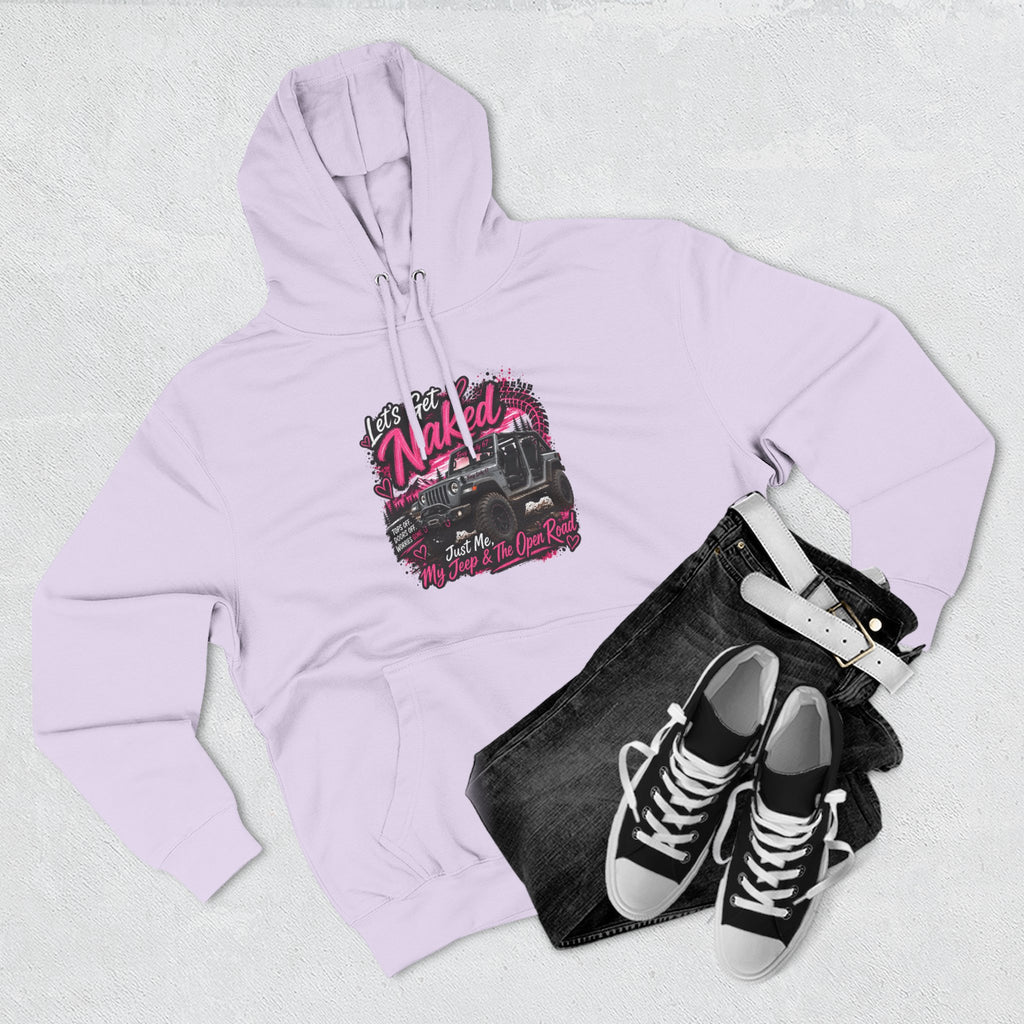 Jeep 'Let's Get Naked' Graphic Hoodie — (Pink) Off-Road Adventure Pullover