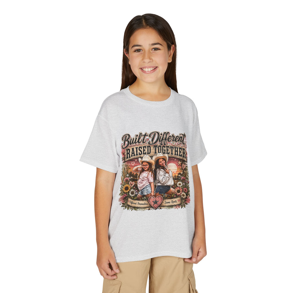 "Built Different, Raised Together" Siblings Vintage Floral Tee — Youth T-Shirt
