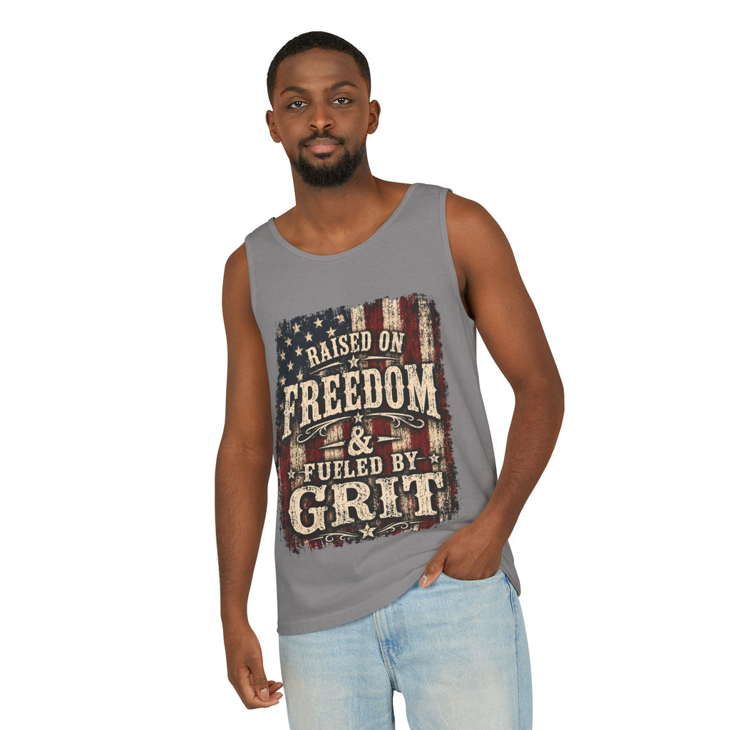 Patriotic 'Raised on Freedom & Fueled by Grit' Tank Top