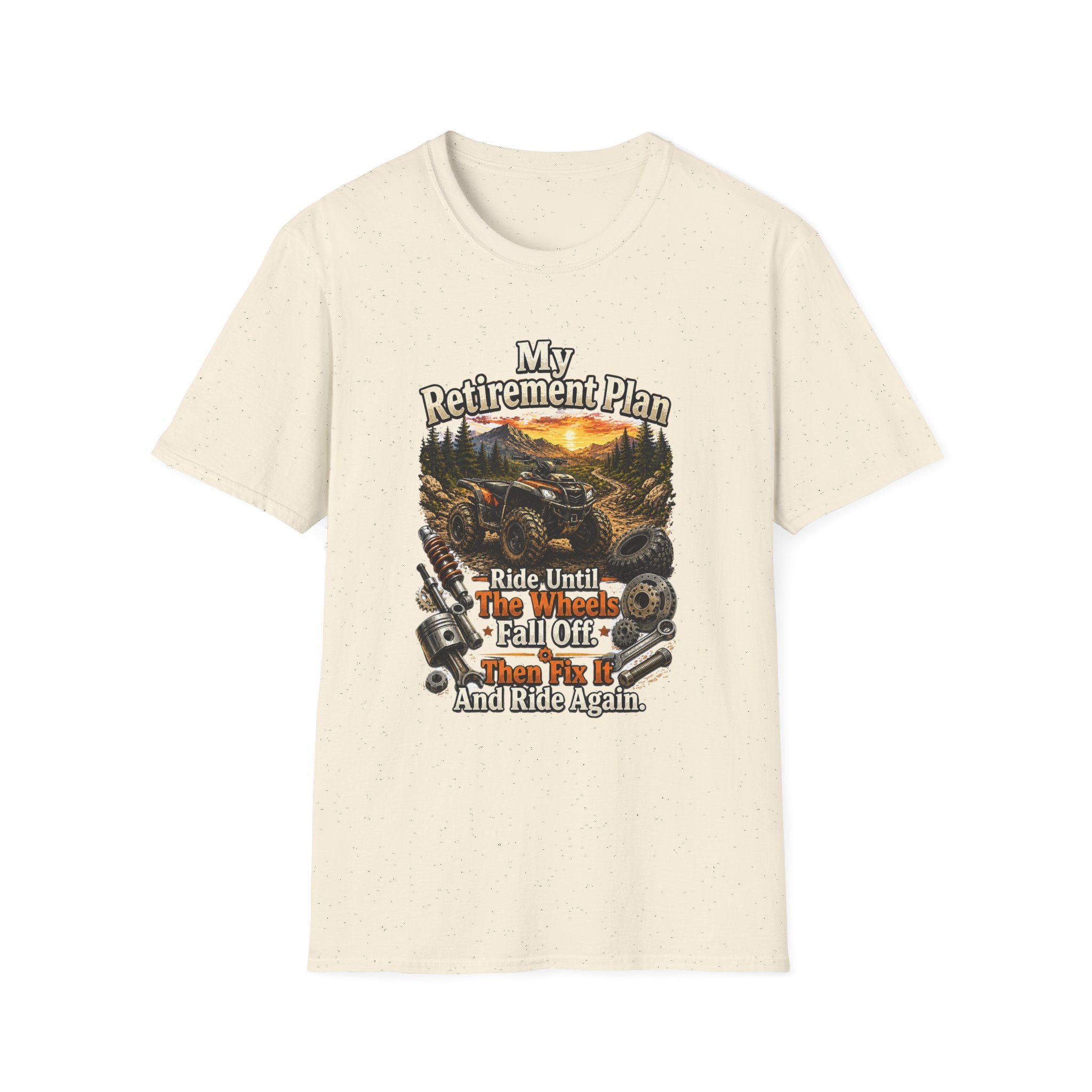“My Retirement Plan: Ride Until I Can’t, Then Die With A Smile” Motorcycle Sunset Tee — T-Shirt