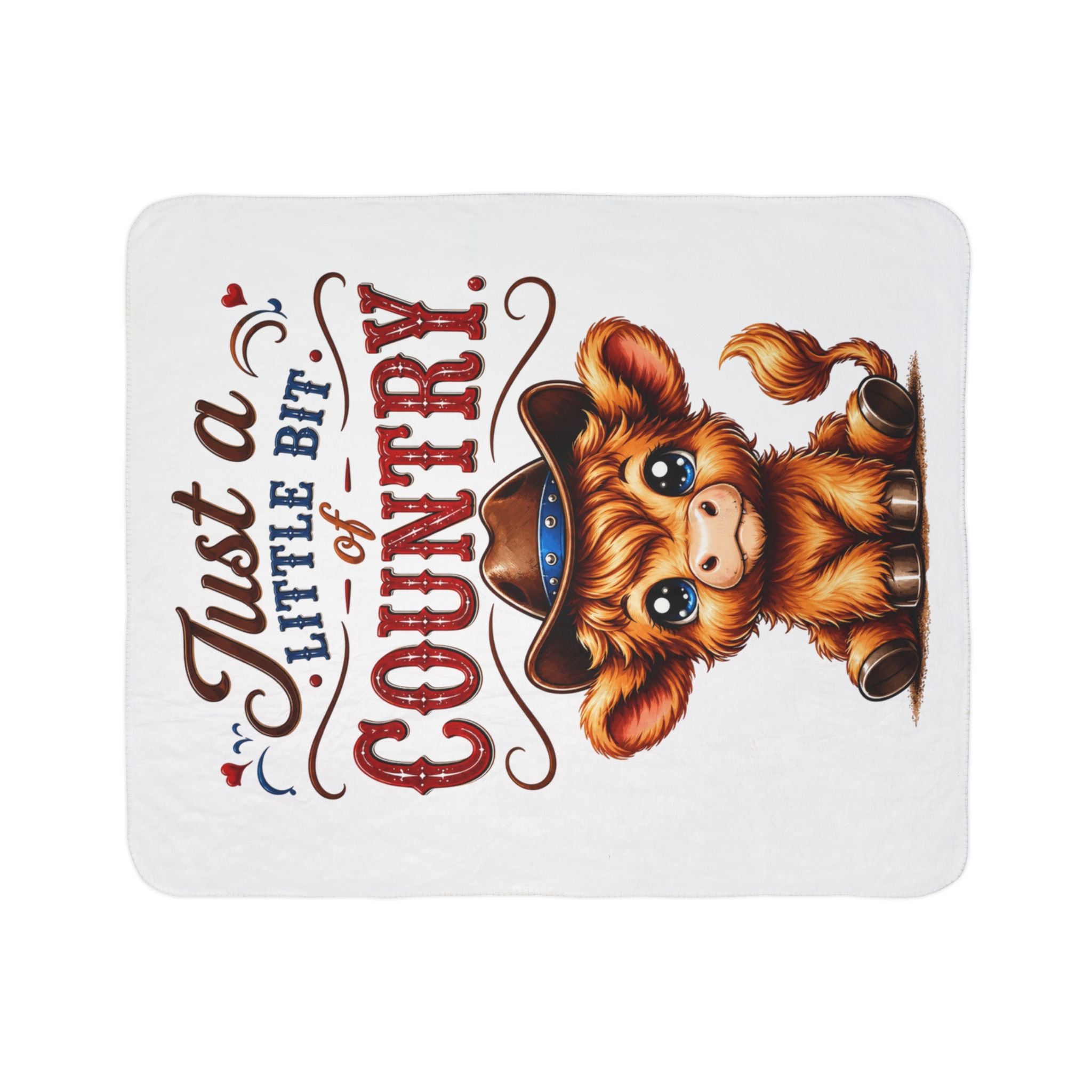 Just a Little Bit of Country Highland Cow Fleece Sherpa Blanket