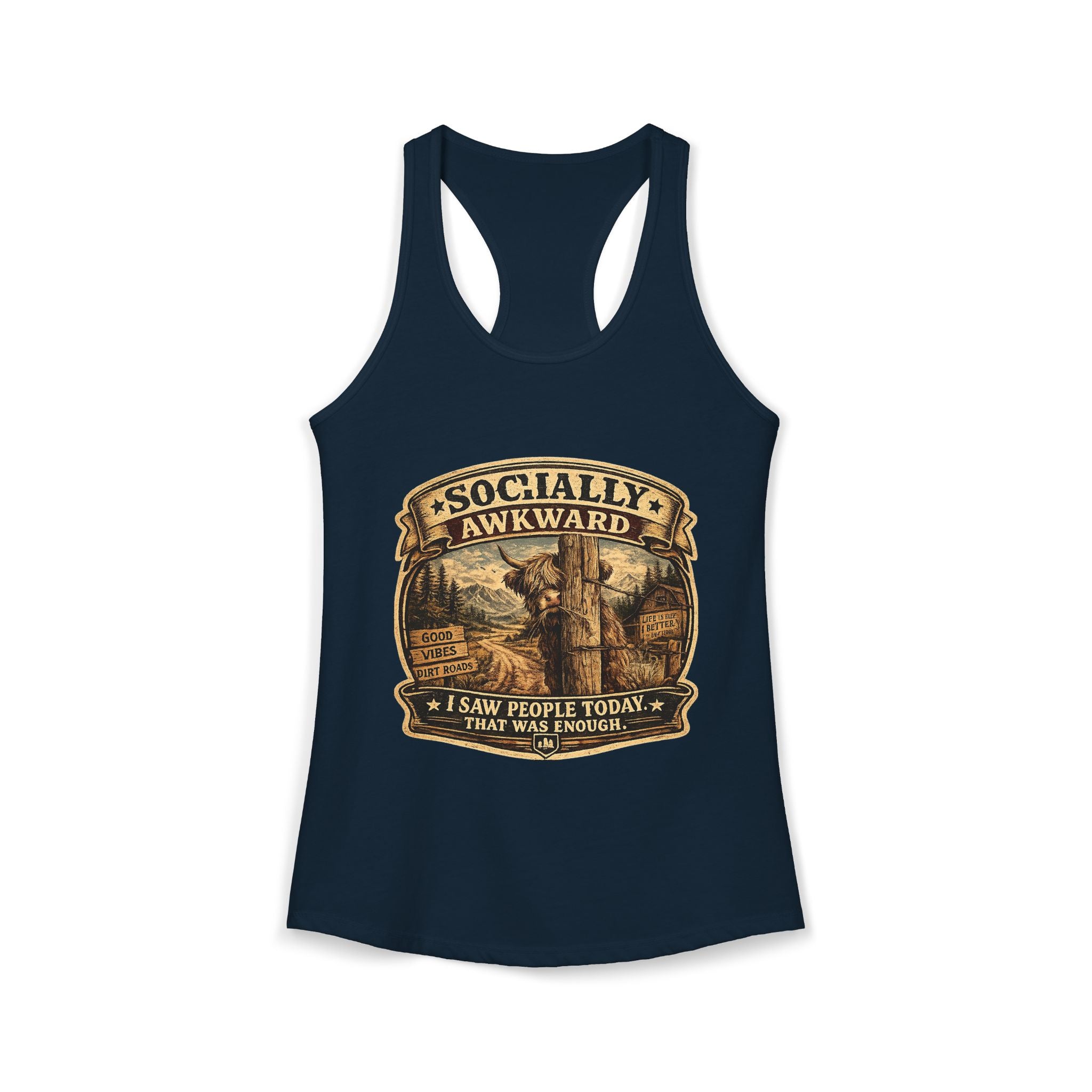 Socially Awkward Highland Cow Women's Ideal Racerback Tank