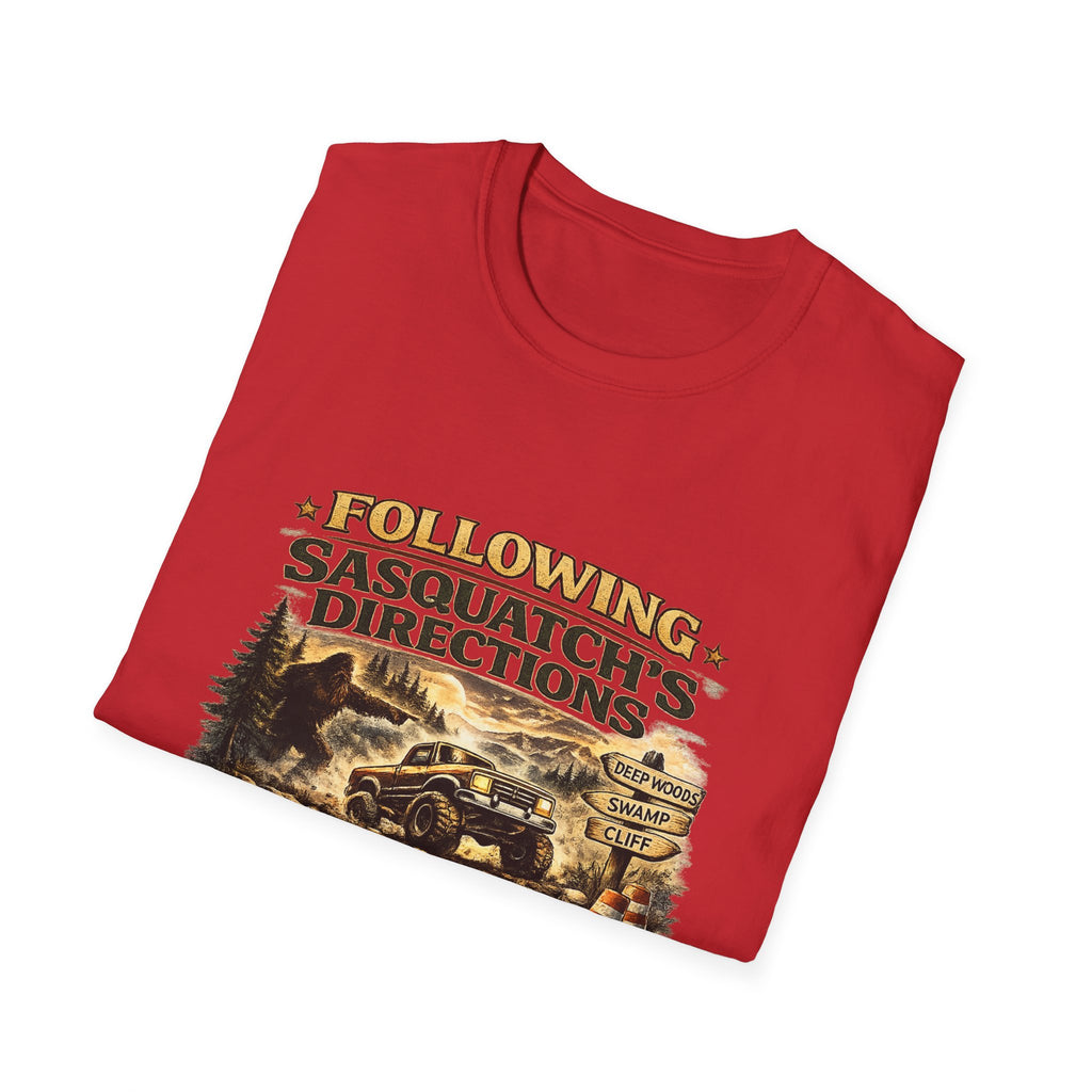 Sasquatch Directions T-Shirt — "Following Sasquatch's Directions" Graphic Tee
