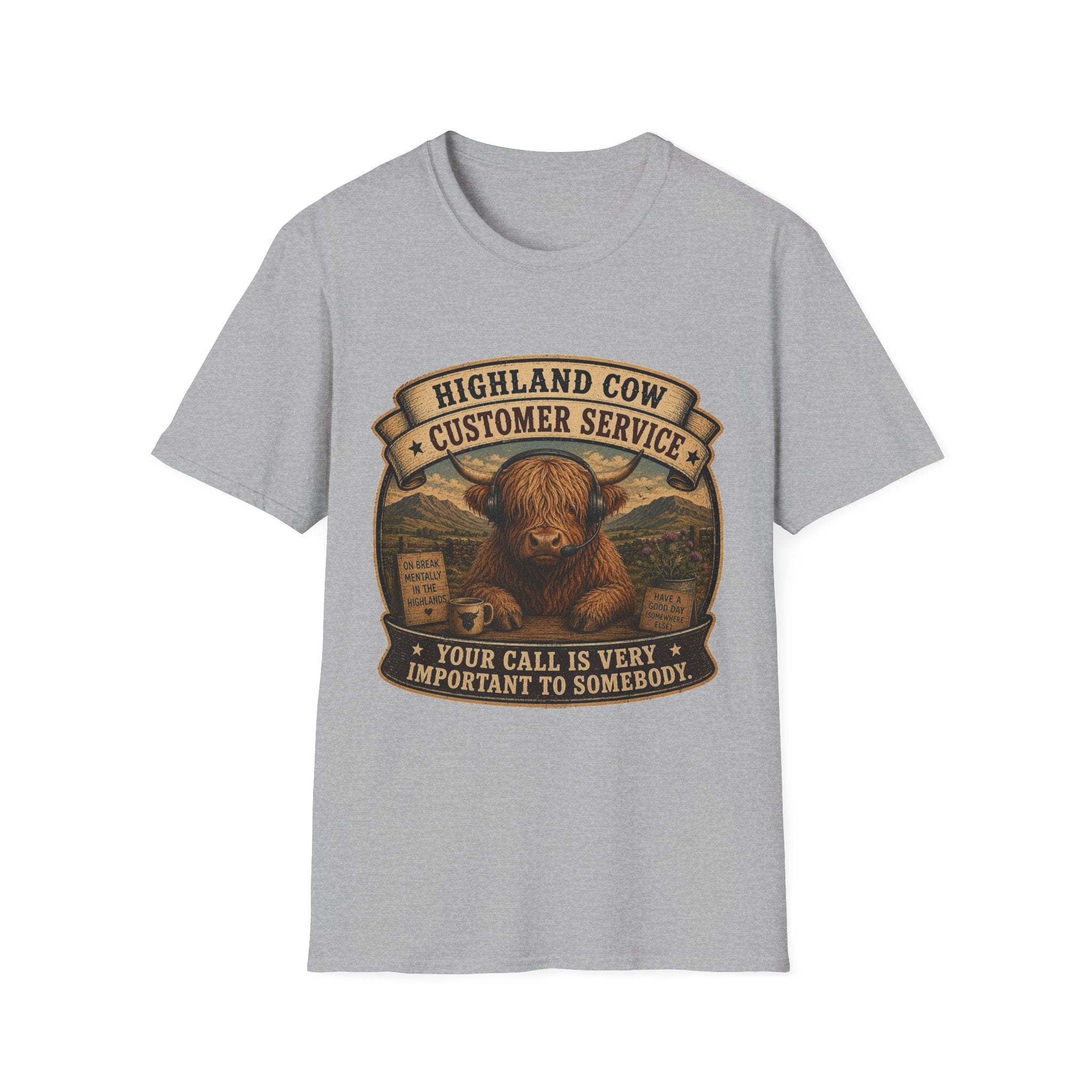 Highland Cow Customer Service Unisex Softstyle T-Shirt