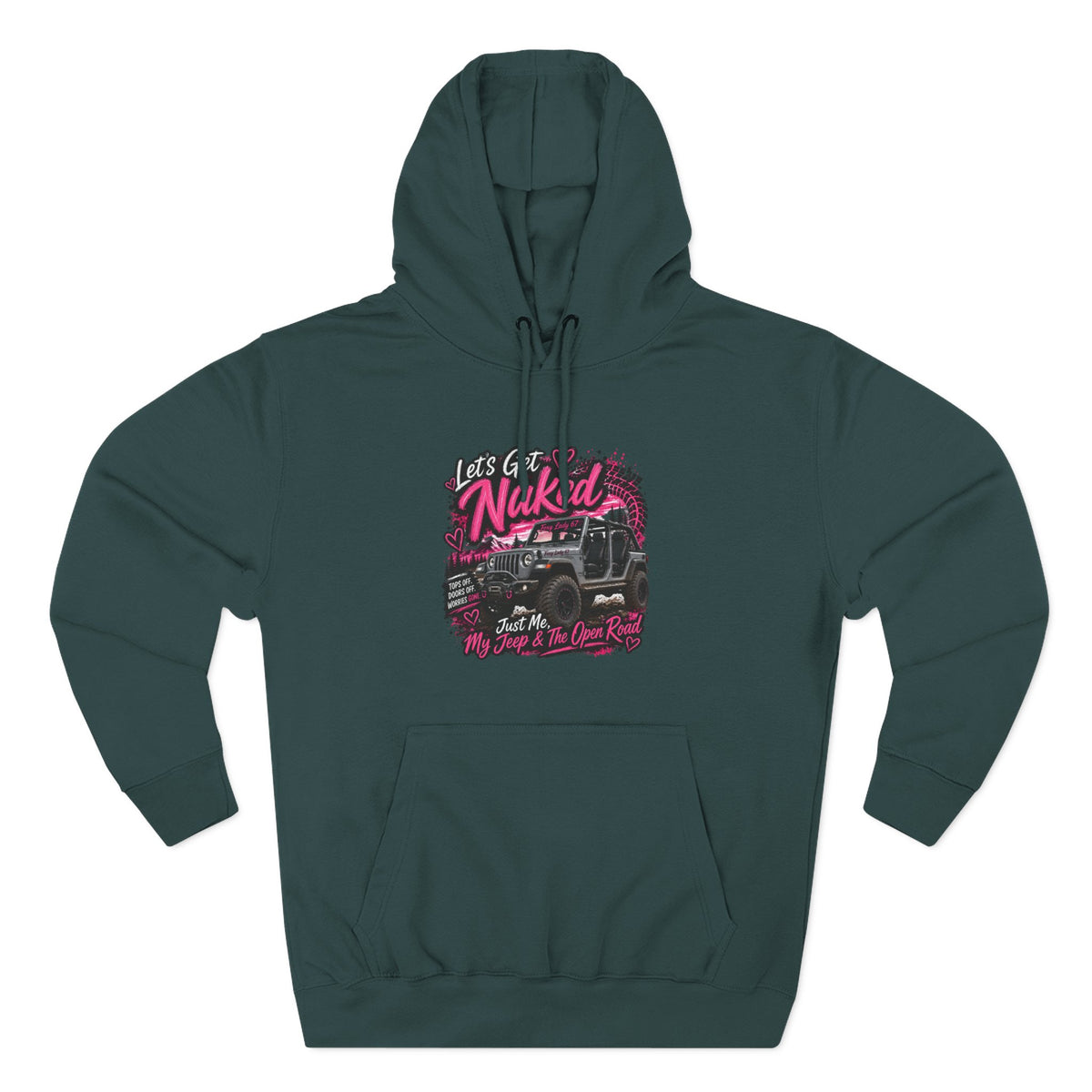 Jeep 'Let's Get Naked' Graphic Hoodie — (Pink) Off-Road Adventure Pullover