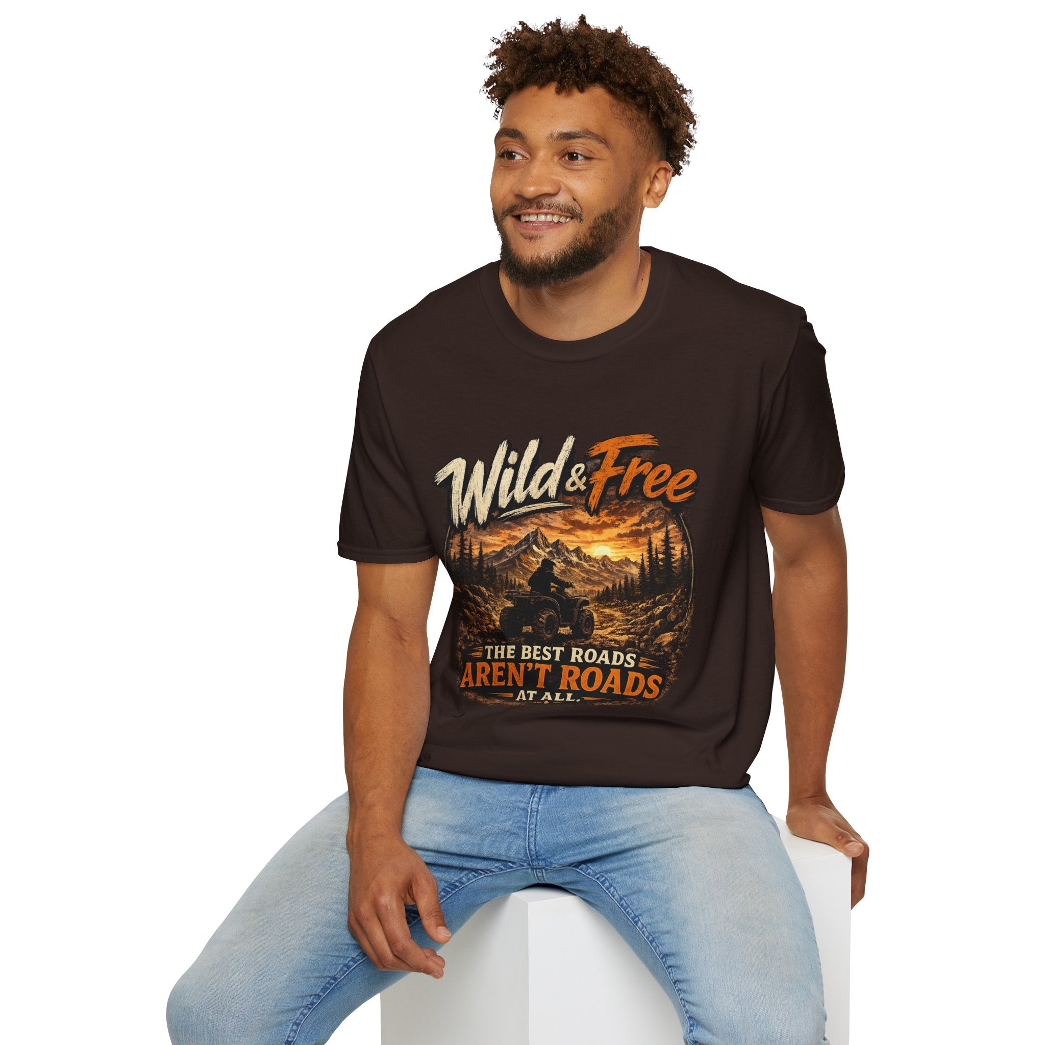 Wild & Free Mountain T-Shirt — 'The Best Roads Aren't Roads At All' Adventure Tee