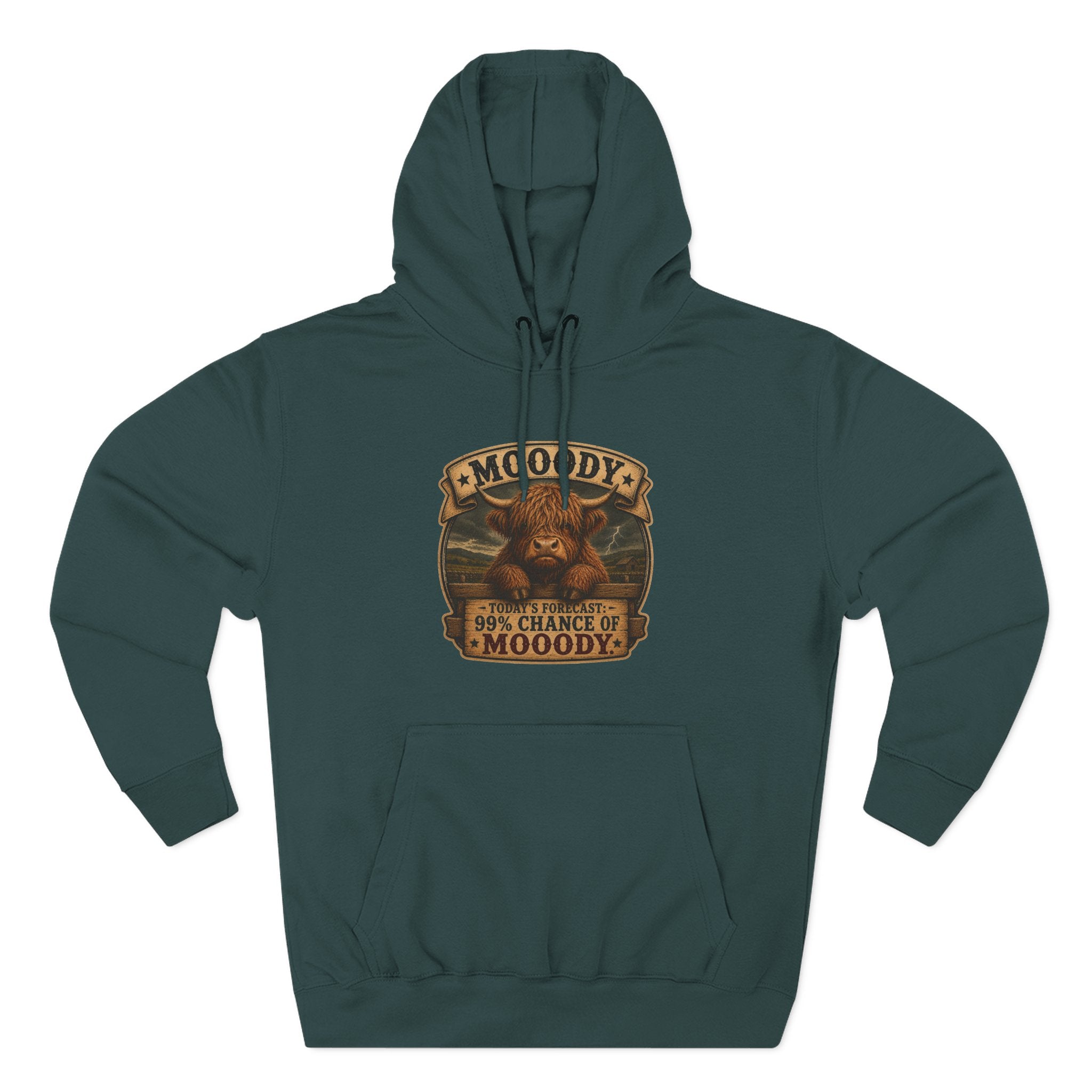 Moody Today's Forecast Highland Cow Three-Panel Fleece Hoodie