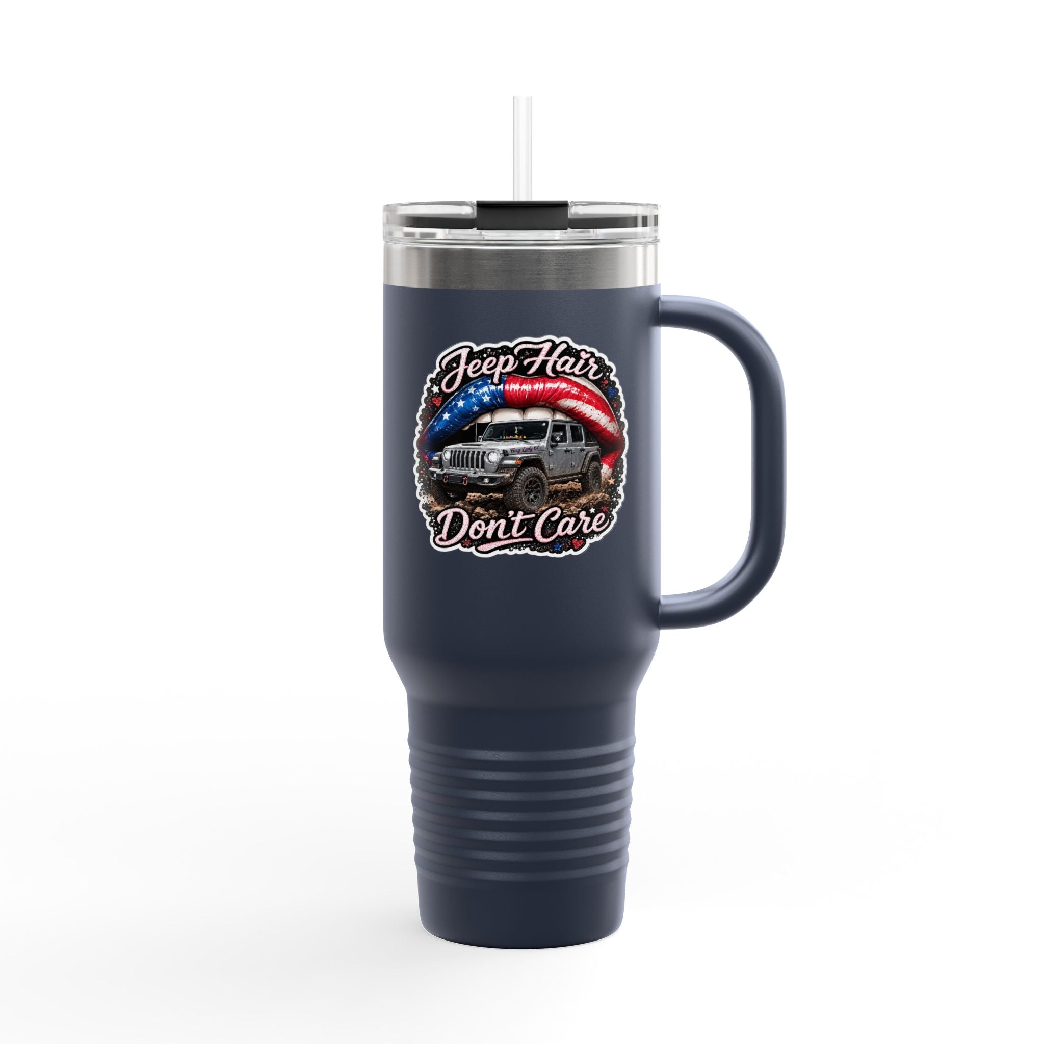 "Jeep Hair Don't Care" Patriotic Off‑Road Design — 40oz Insulated Travel Mug