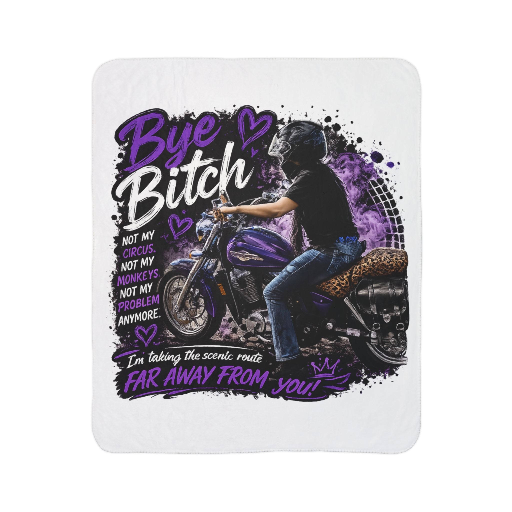 Bye Bitch Motorcycle Fleece Sherpa Blanket – Purple Rider Gifts