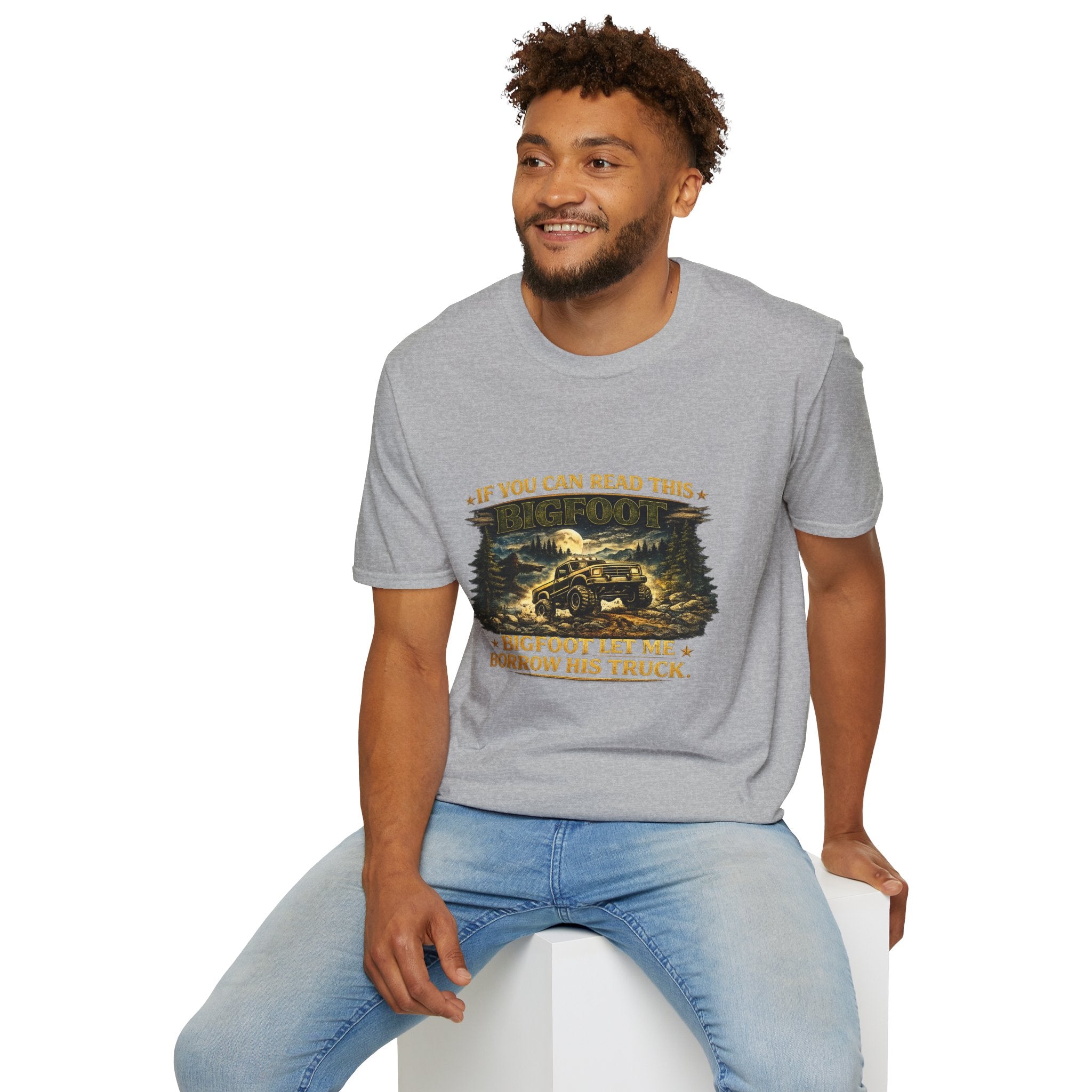 Bigfoot Truck T-Shirt — “If You Can Read This Bigfoot Let Me Borrow His Truck” Graphic Tee