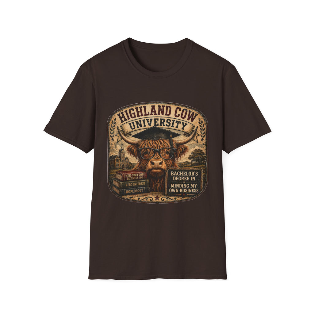 Highland Cow University Unisex Softstyle T-Shirt