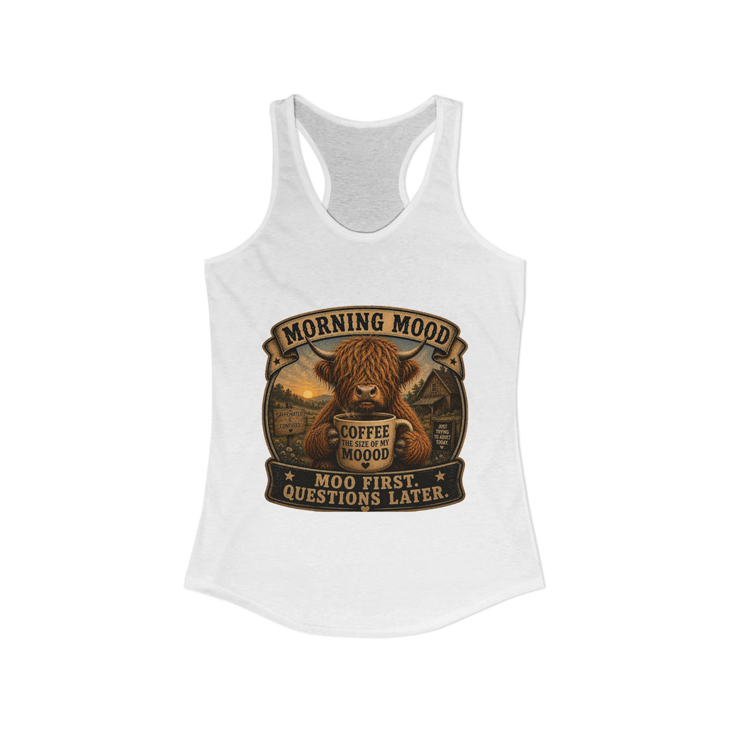 Morning Mood Highland Cow Women's Ideal Racerback Tank
