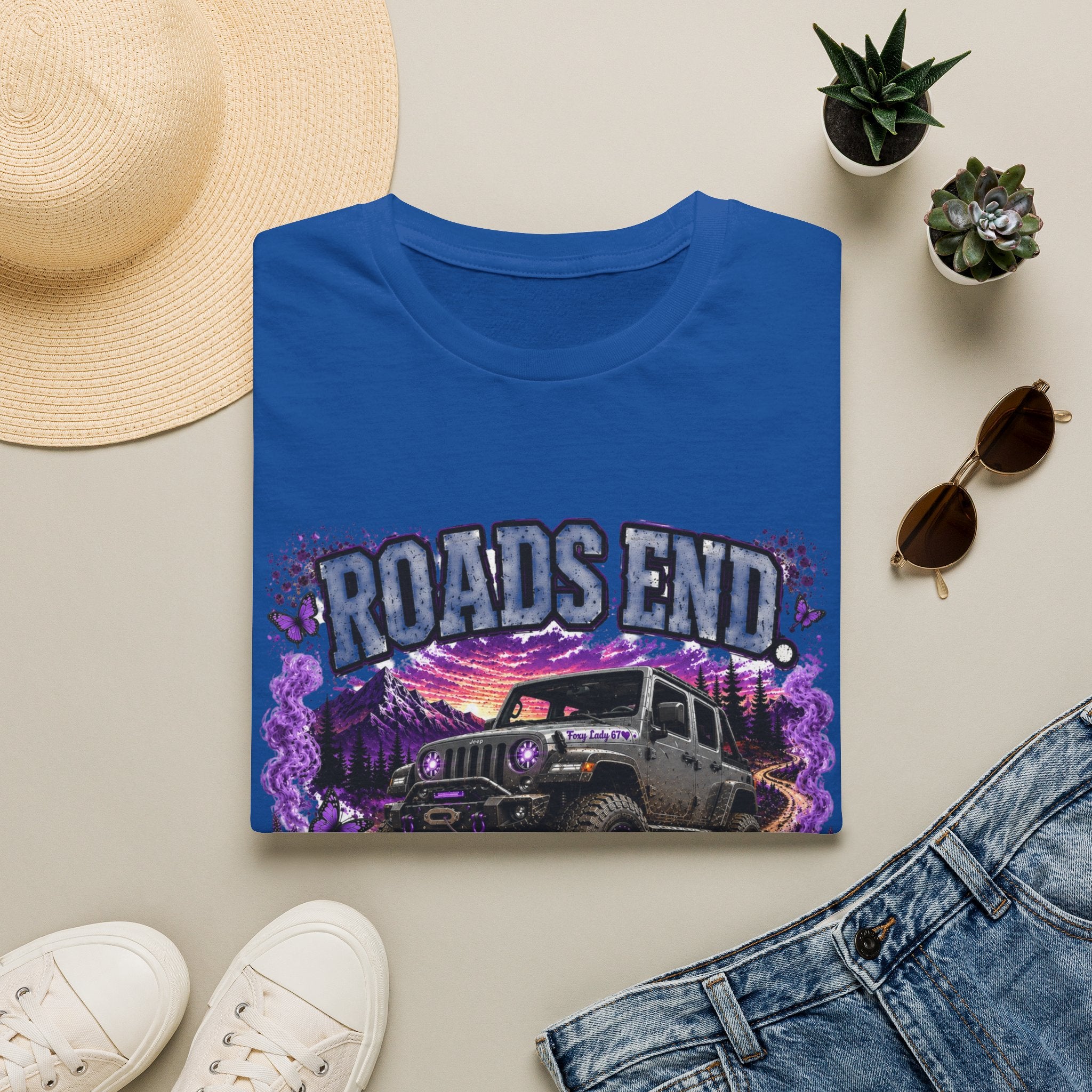 Roads End Jeep (Purple) Unisex Softstyle T-Shirt