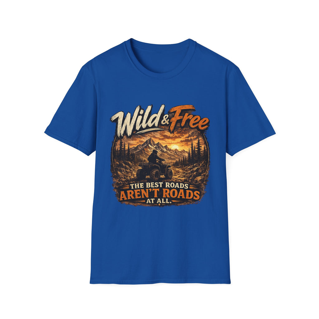 Wild & Free Mountain T-Shirt — 'The Best Roads Aren't Roads At All' Adventure Tee